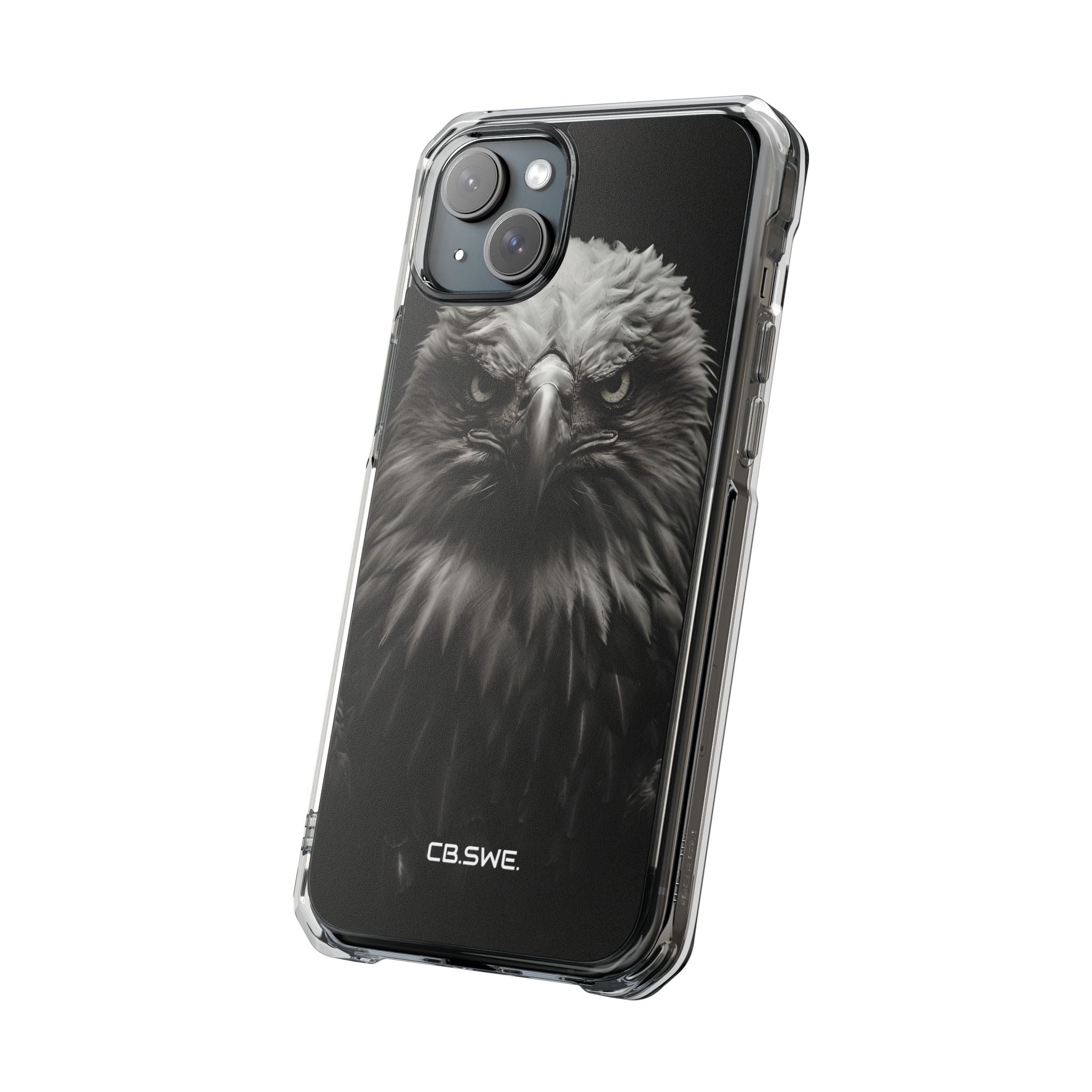 Intense Black and White Close-Up Eagle Head Art iPhone 15 - Impact Clear+