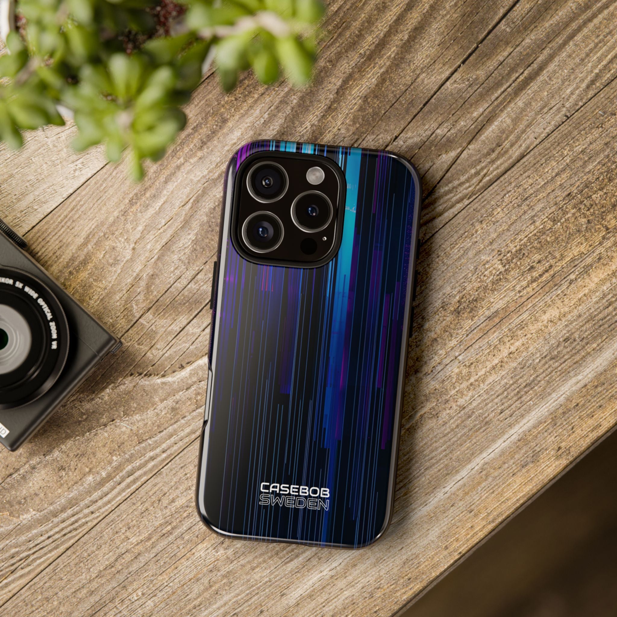 Neon Glitch Stripes iPhone 16 - Tough
