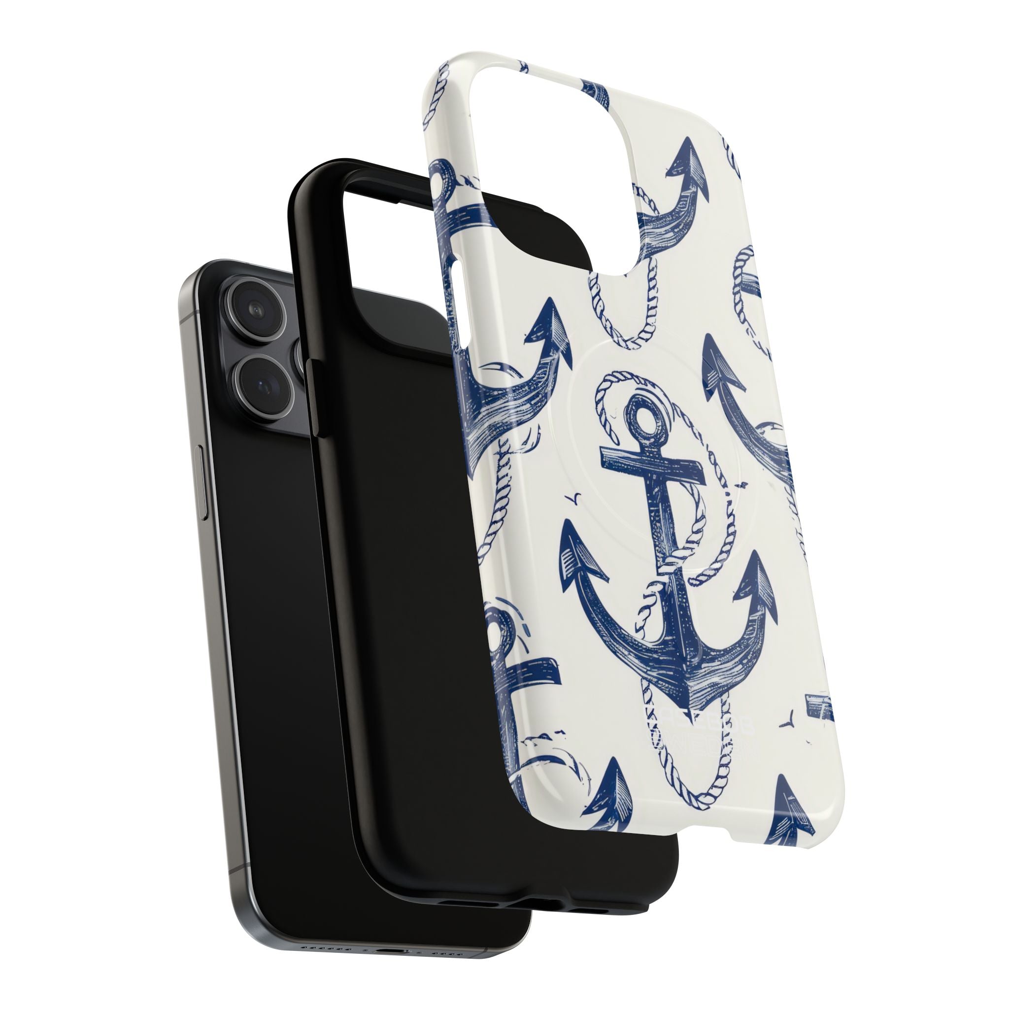 Navy Anchor Tapestry iPhone 15 - Tough+