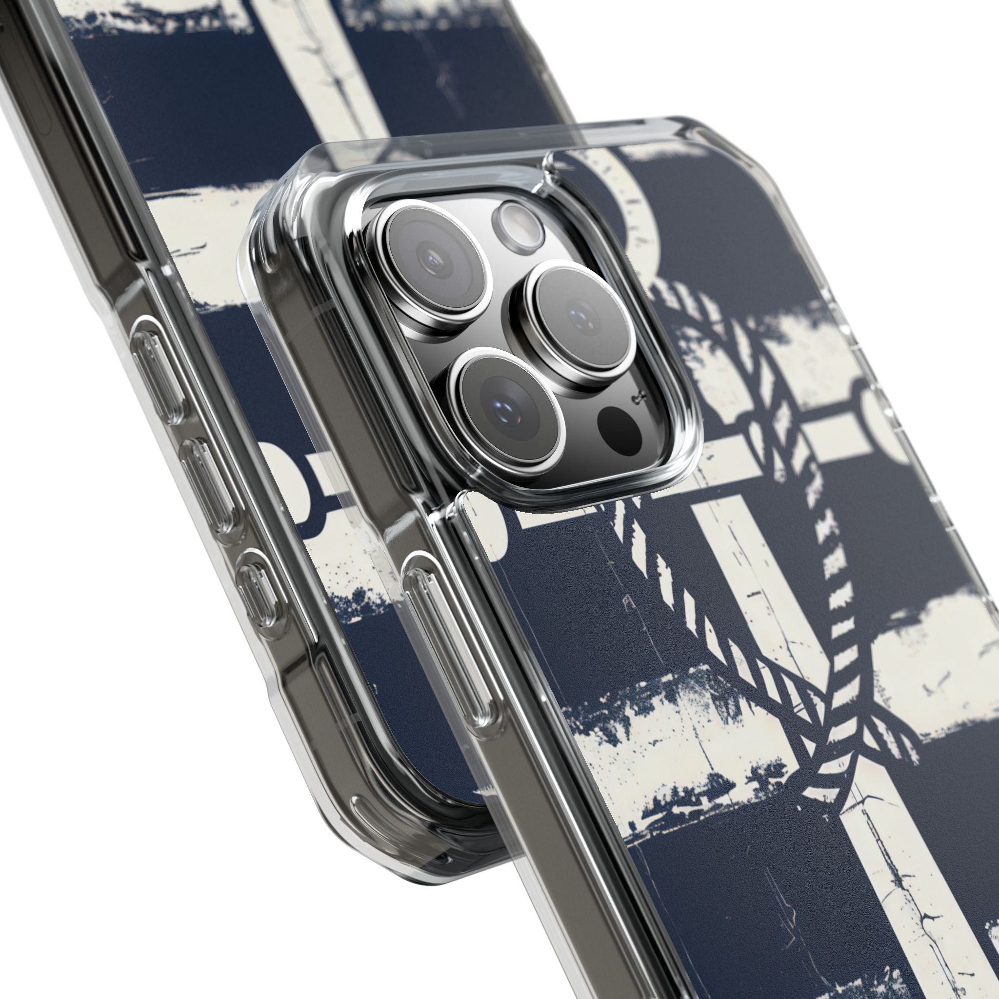 Navy Anchor Stripes iPhone 16 - Impact Clear+