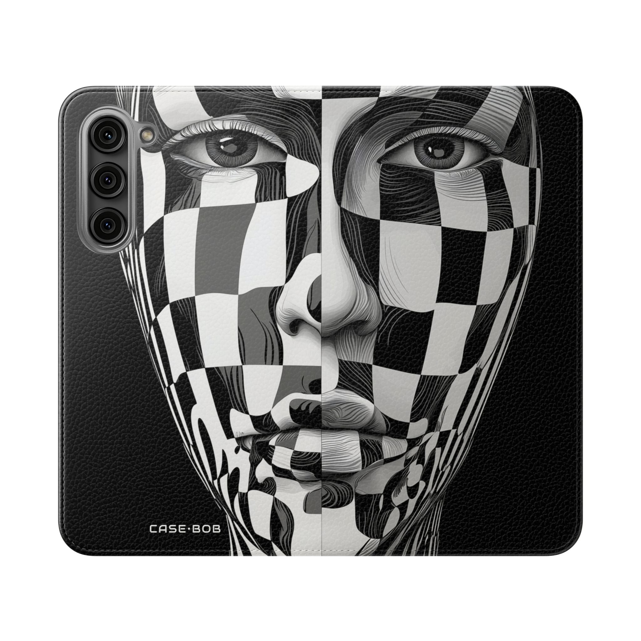 Mirrored Checkerboard Face - Samsung S23+ Case - Wallet