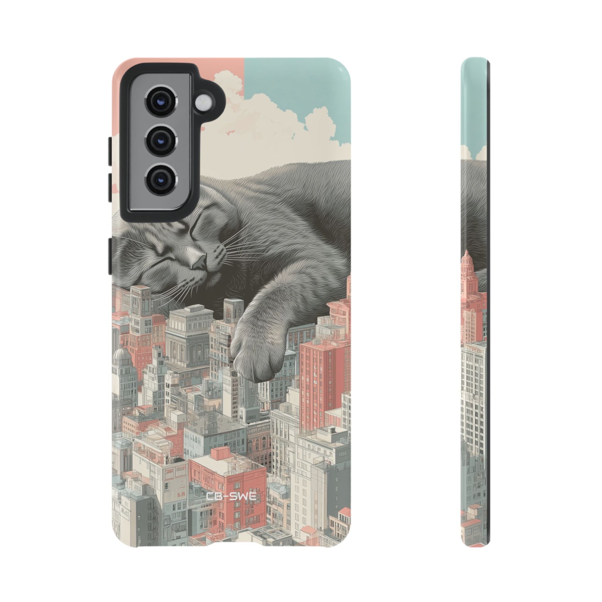 Cat Rests Over City - Samsung Case