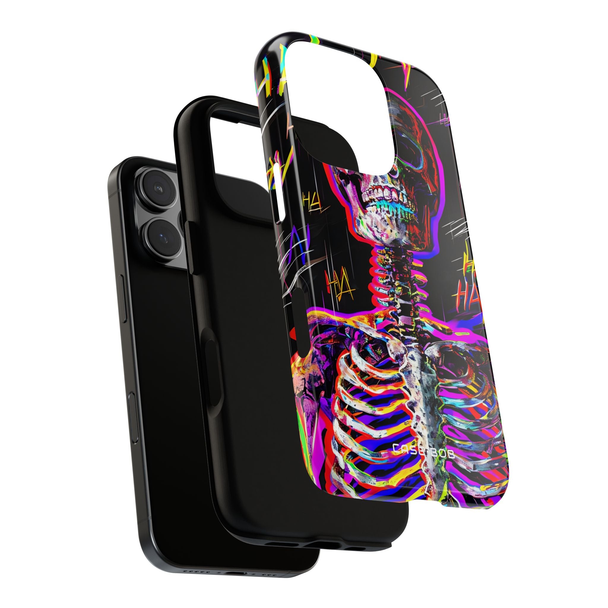 Neon Skeleton Laughter iPhone 16 Pro Case - Tough