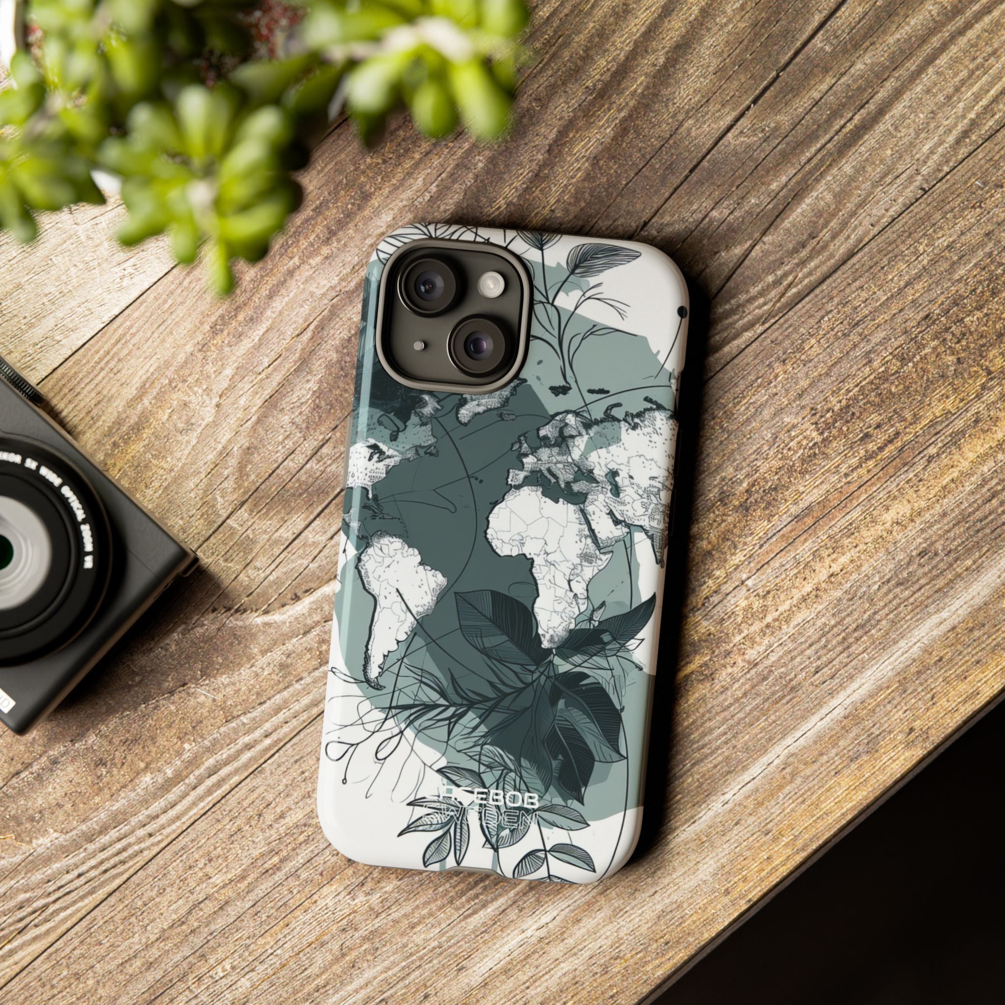 Botanische Weltkarte iPhone 15 – Robust
