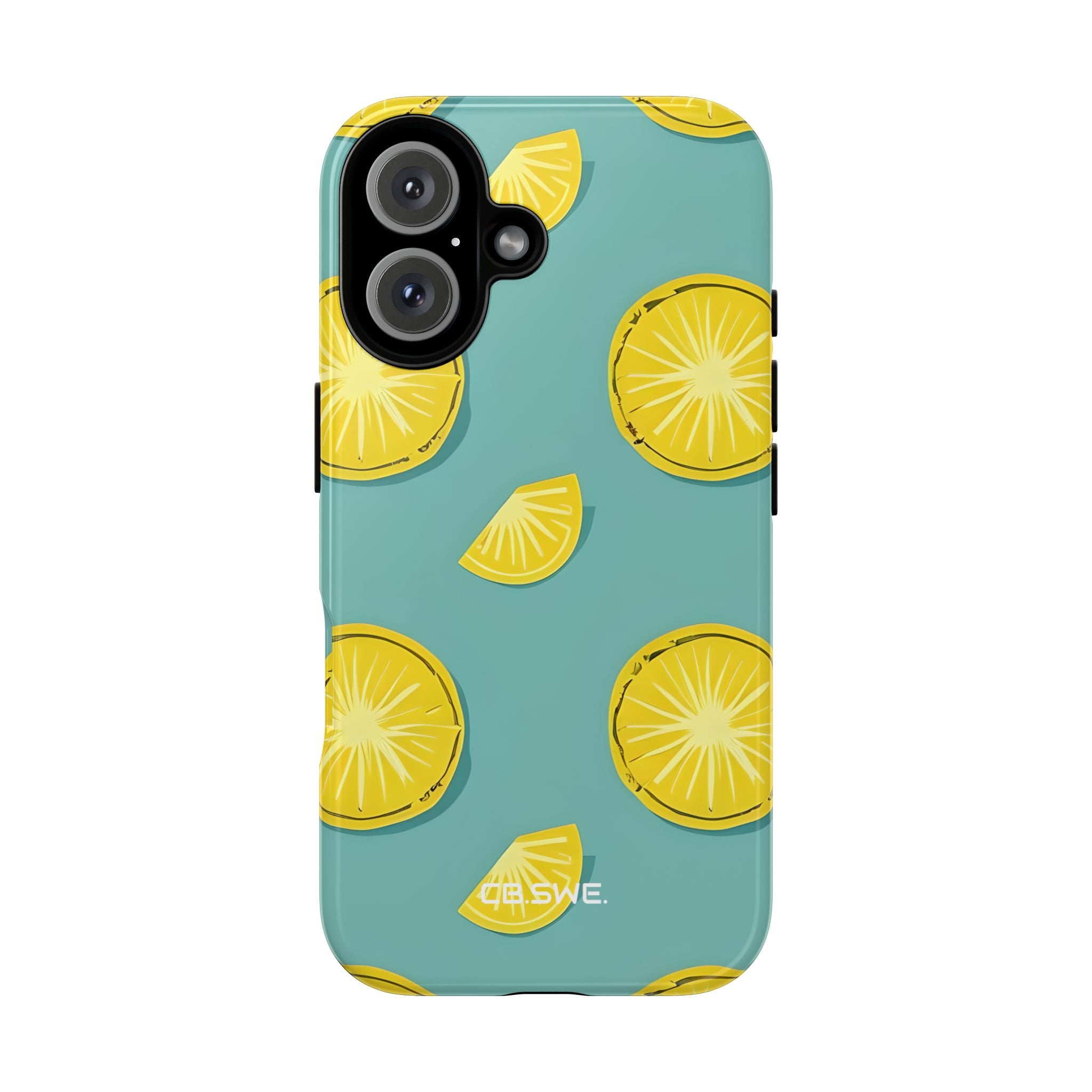 Bright Yellow Pineapple Slice on Teal iPhone 16 - Tough