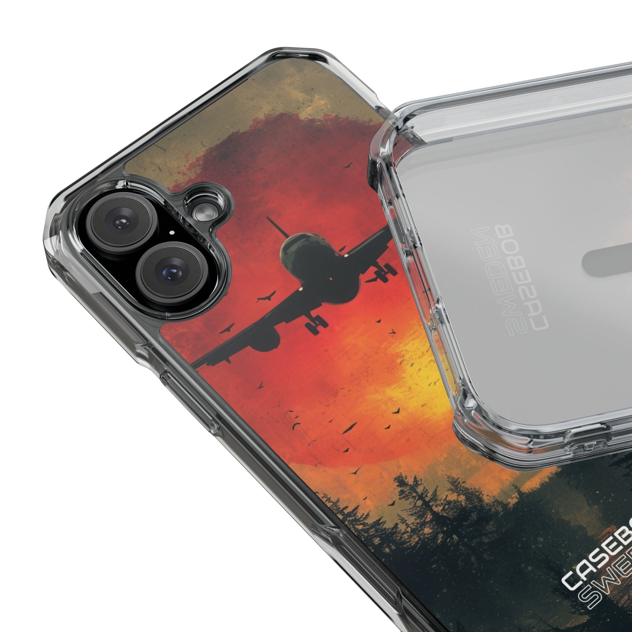 Crimson Sky Flight iPhone 16 - Impact Clear+
