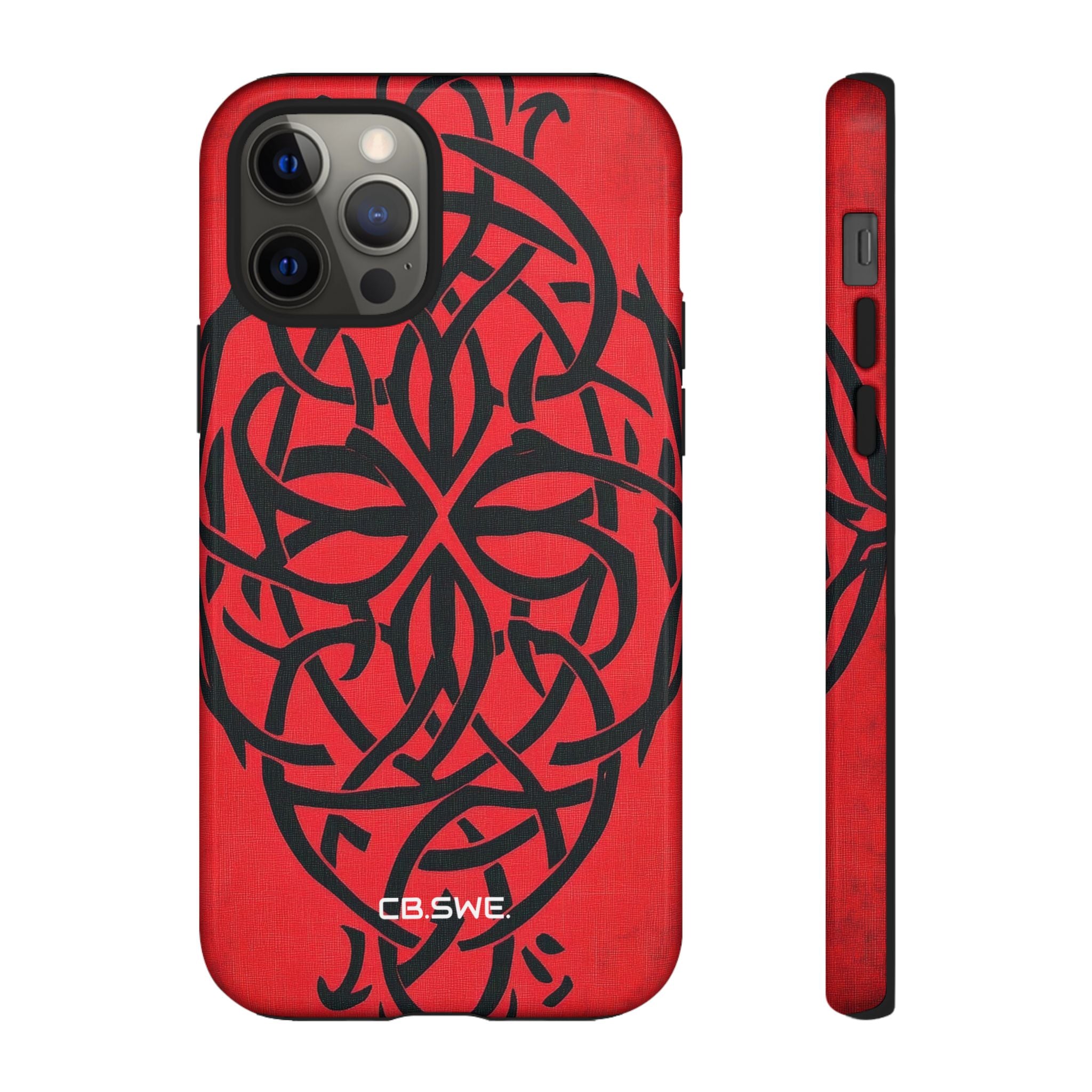 Beautiful Red Symmetric Celtic Symbols Gothic Standard iPhone 12 - Tough