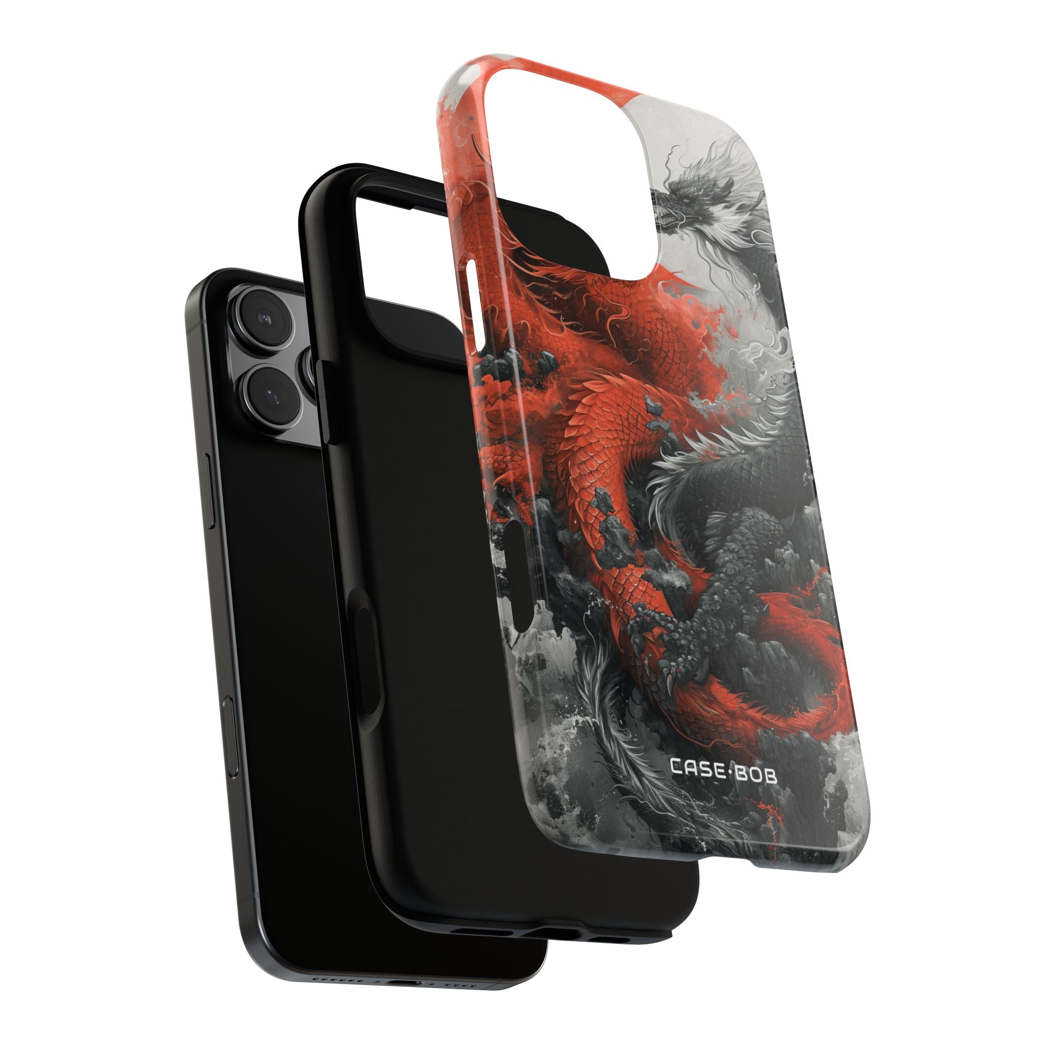 Twin Dragons Crimson iPhone 16 Pro Max Case - Tough