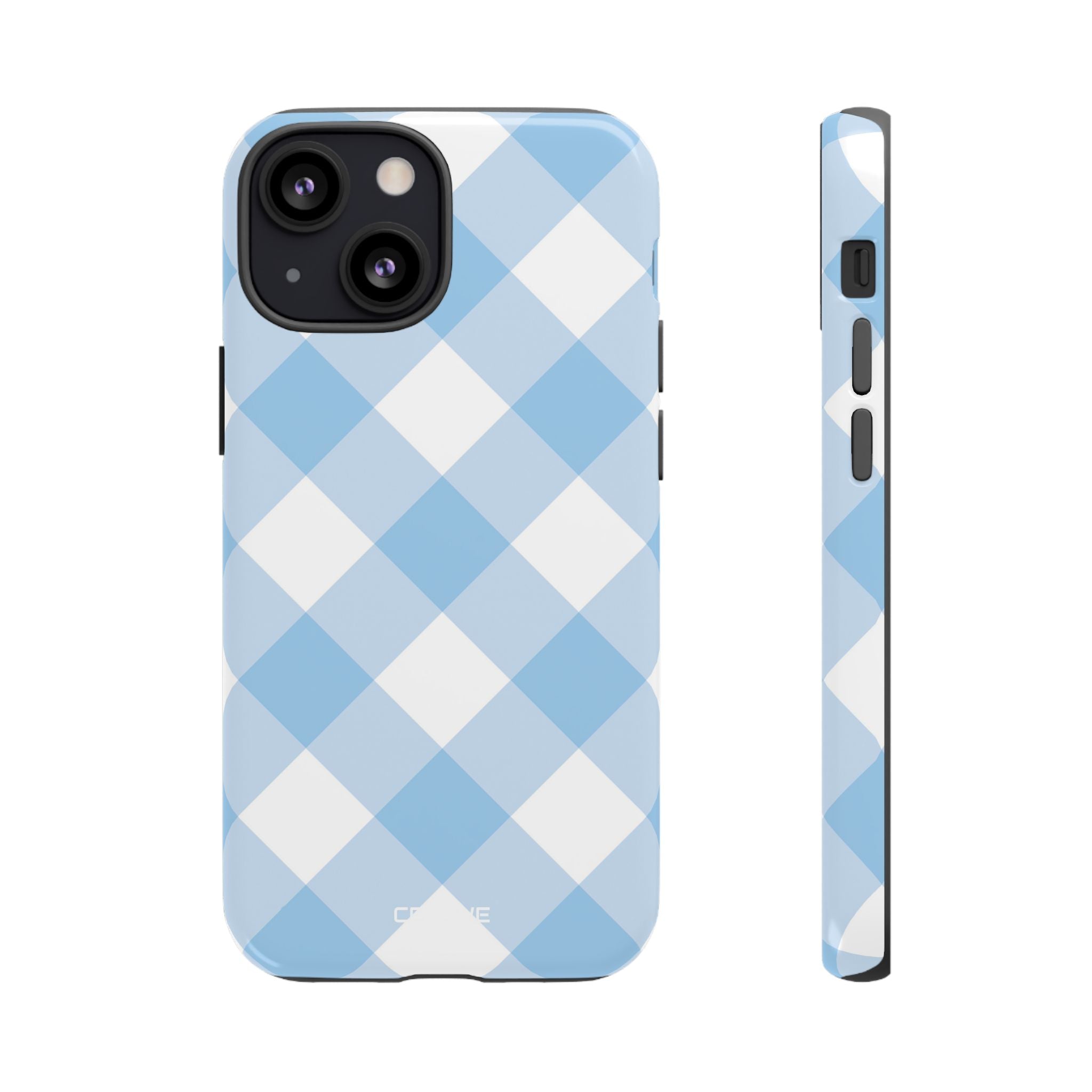 Soft Blue Gingham Elegance - iPhone Case