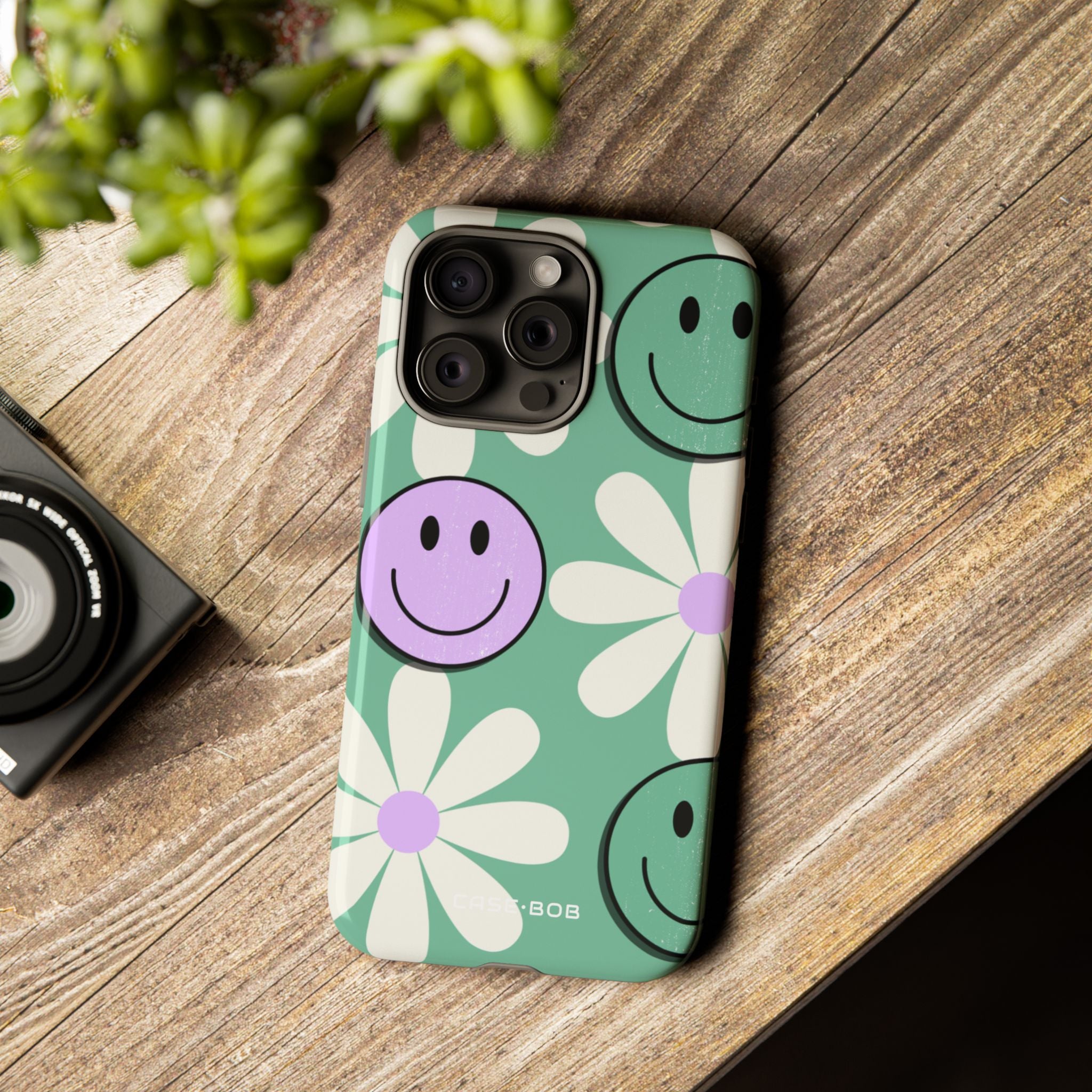 Smiley Daisy Glow iPhone 15 Pro Max Case - Tough