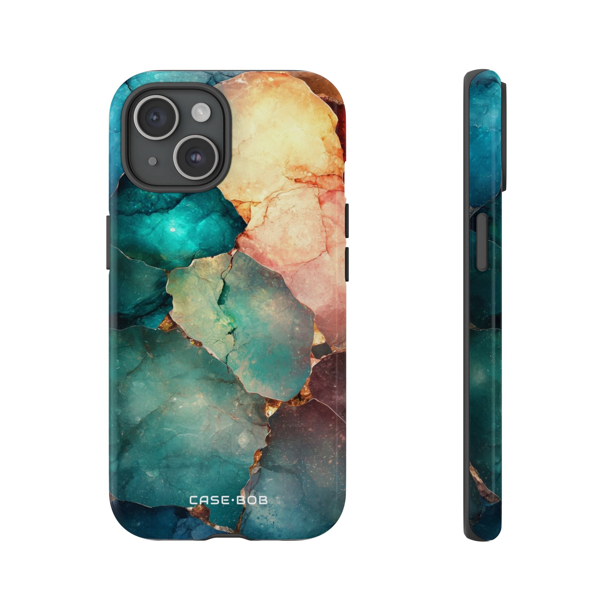 Teal Mosaic Veins iPhone 15 Case - Tough