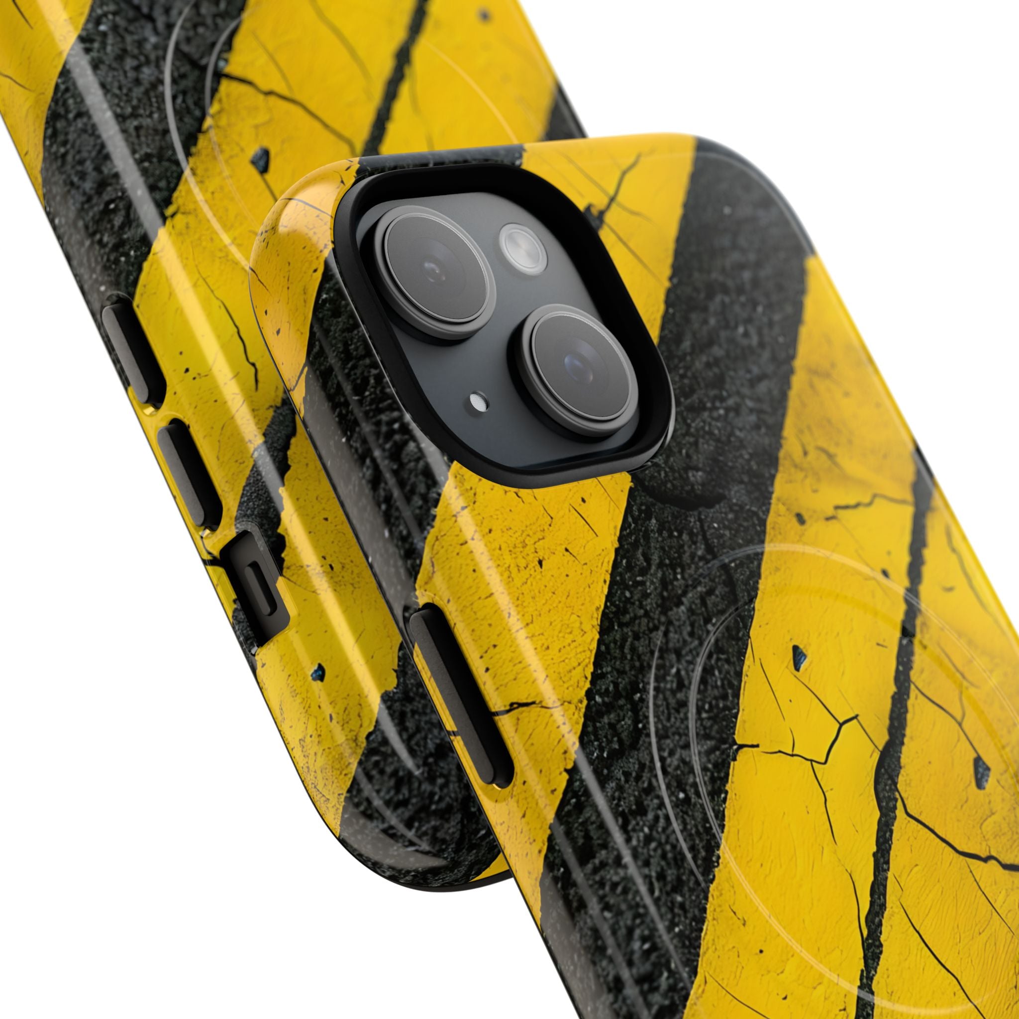 Yellow Stripe Distress iPhone 15 Case - Tough+