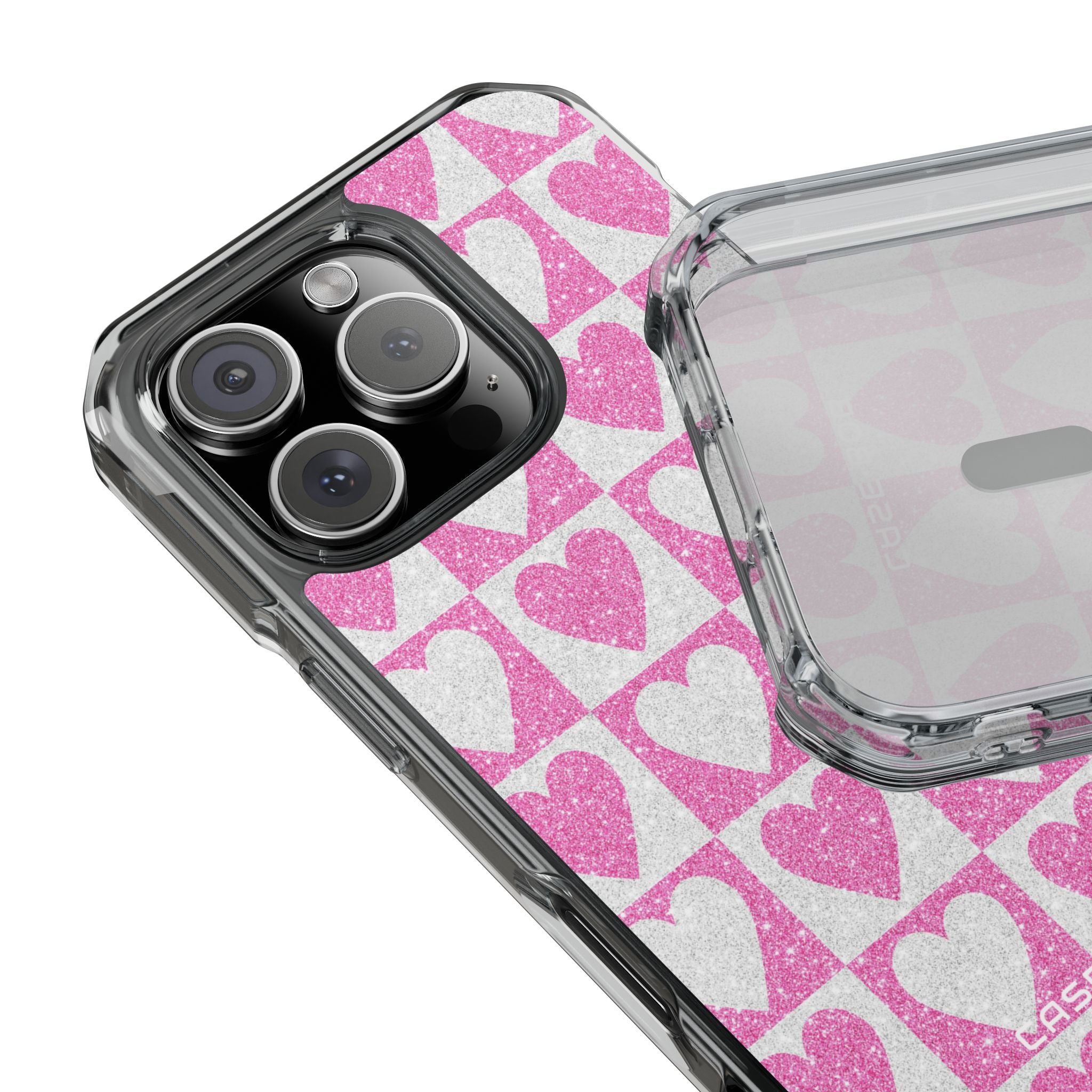 Glitter Heart Grid iPhone 16 Pro Case - Impact