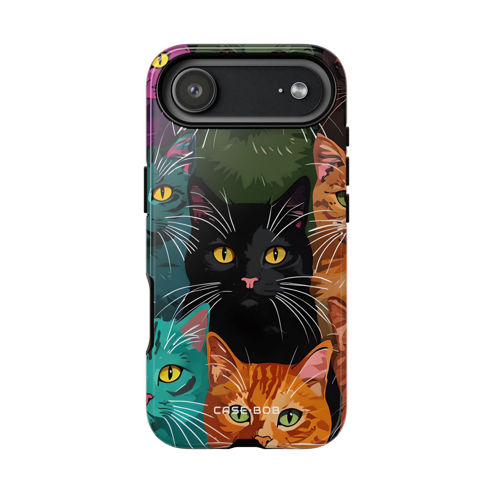 Teal Cat Grid iPhone 17 Air Case - Tough