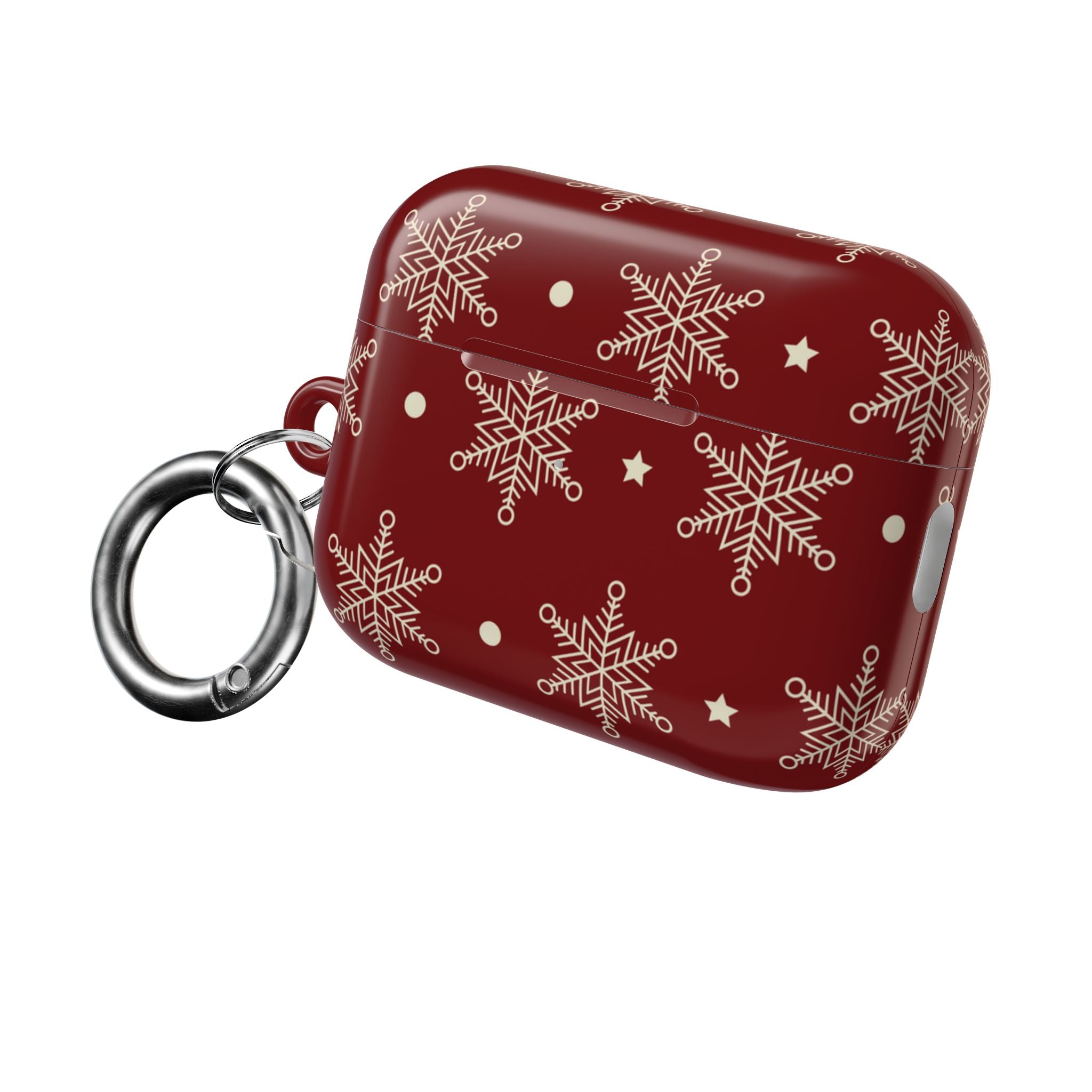 Cream Snowflakes Crimson - AirPods Case
