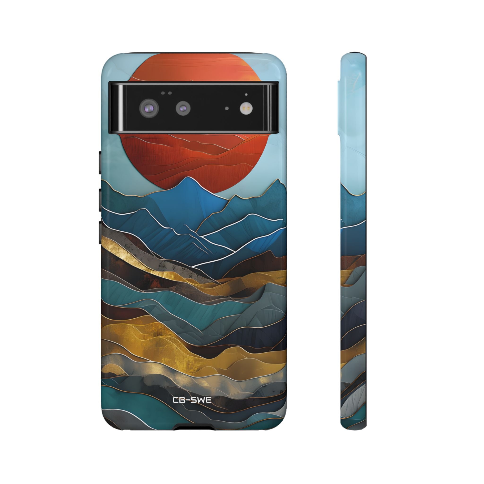 Sunset Geometry Waves - Google Pixel Case