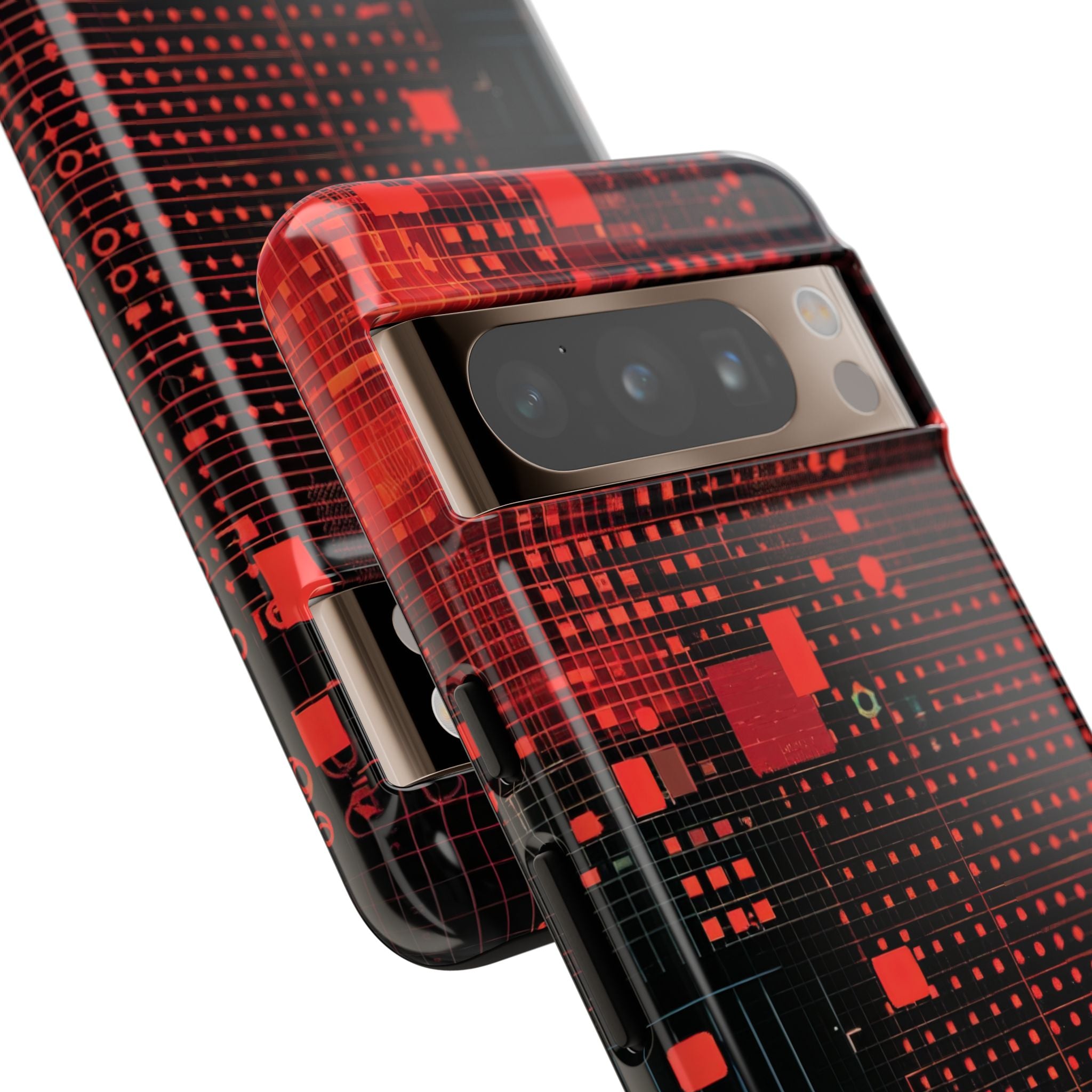 Crimson Circuit Grid Google Pixel 8 - Tough