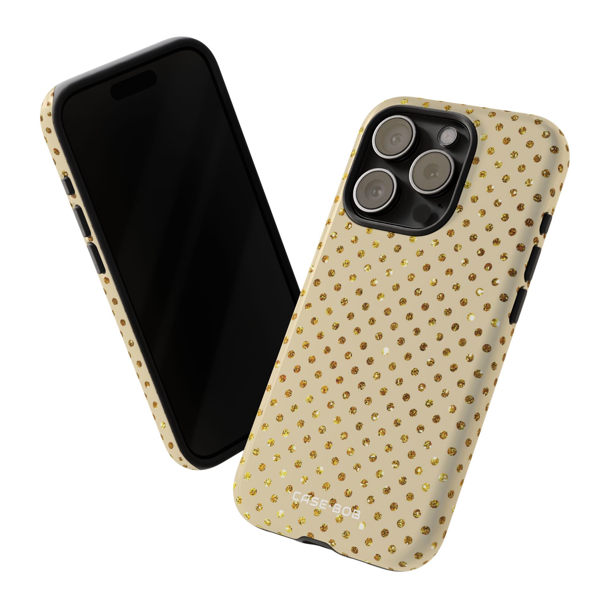 Gold Sparkle Grid iPhone 15 Pro Case - Tough