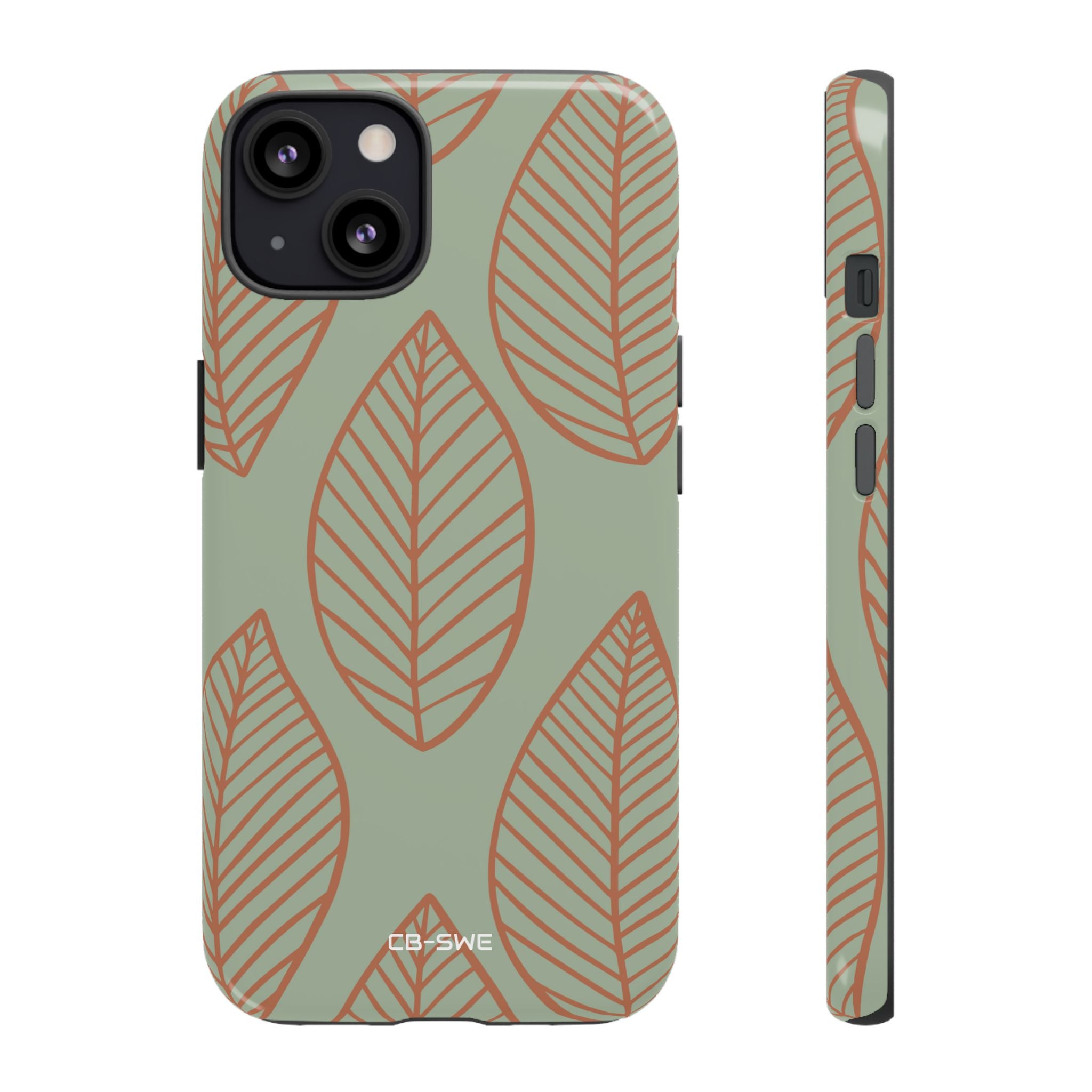 Mint and Orange Leaves - iPhone Case