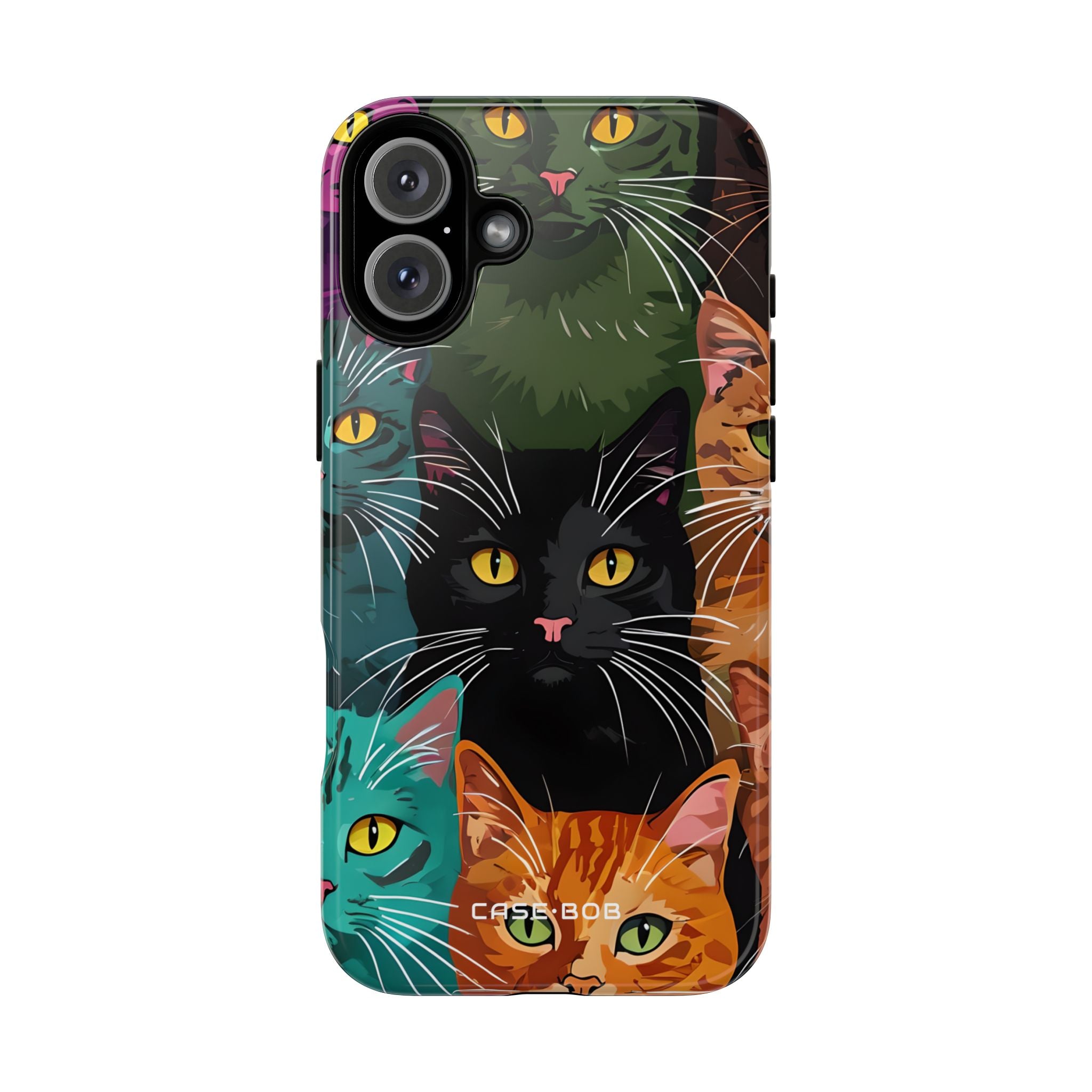 Cat Grid Teal iPhone 16 Plus Case - Tough