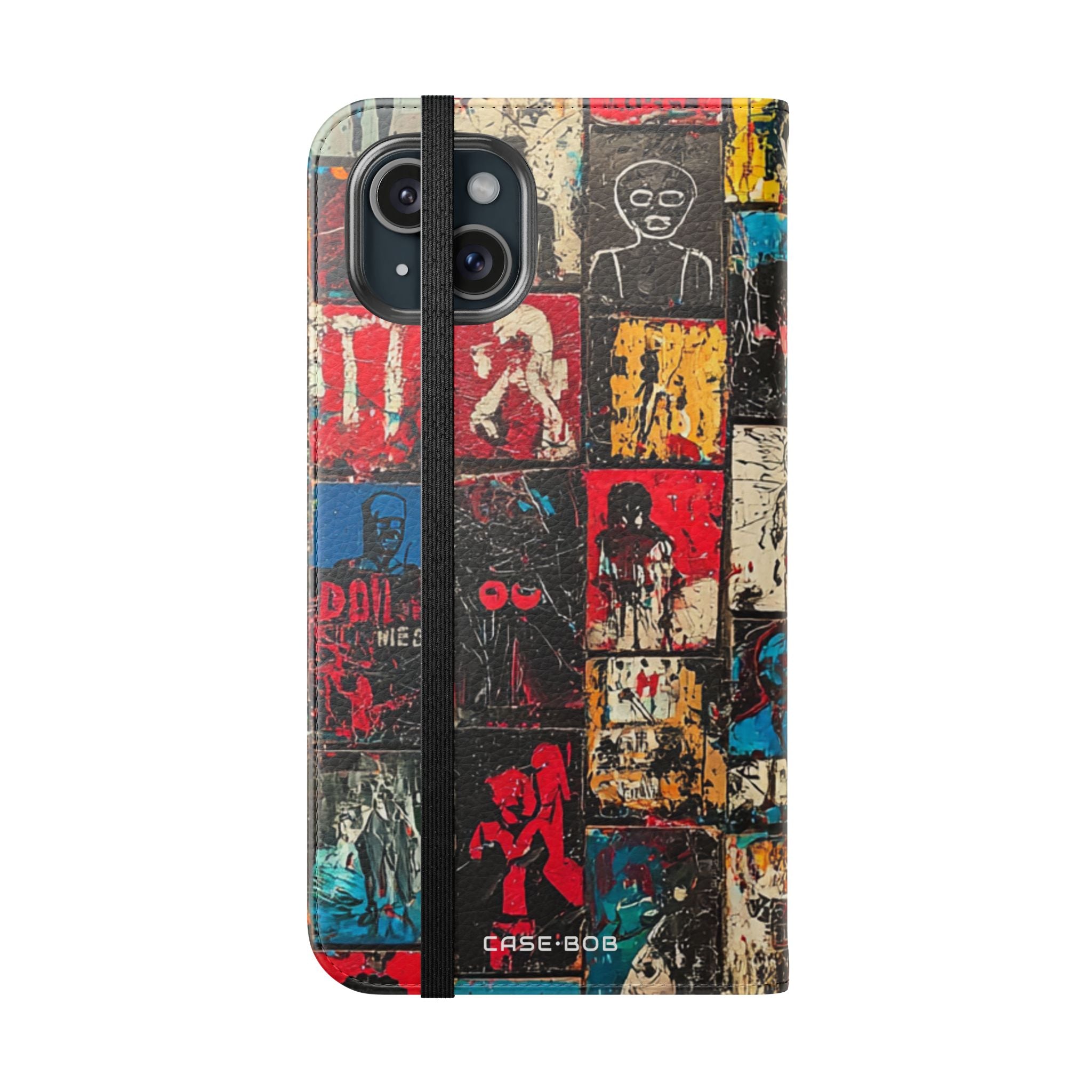 Portrait Grid Crimson - iPhone 15 Plus Case - Wallet