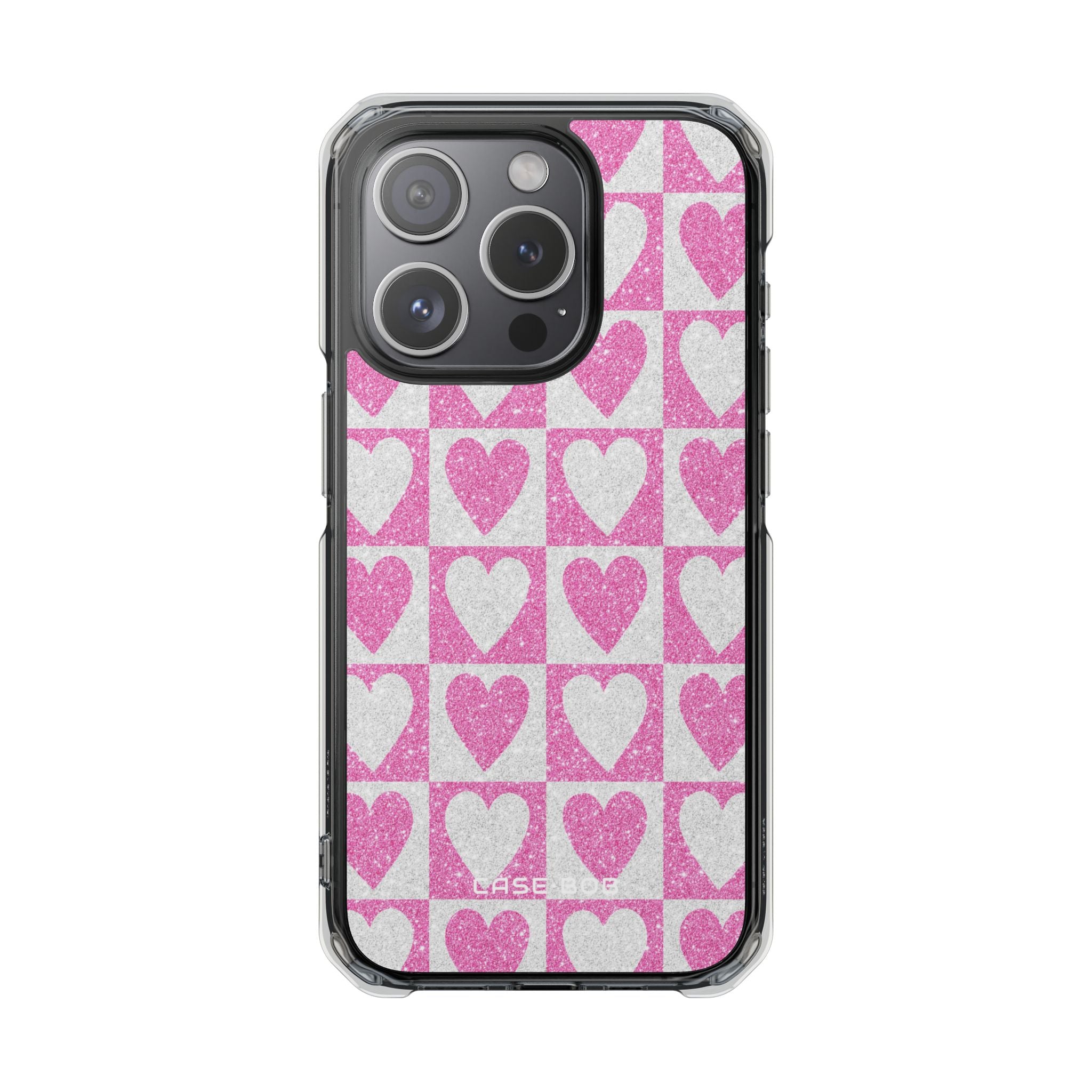 Glitter Heart Grid iPhone 15 Pro Case - Impact
