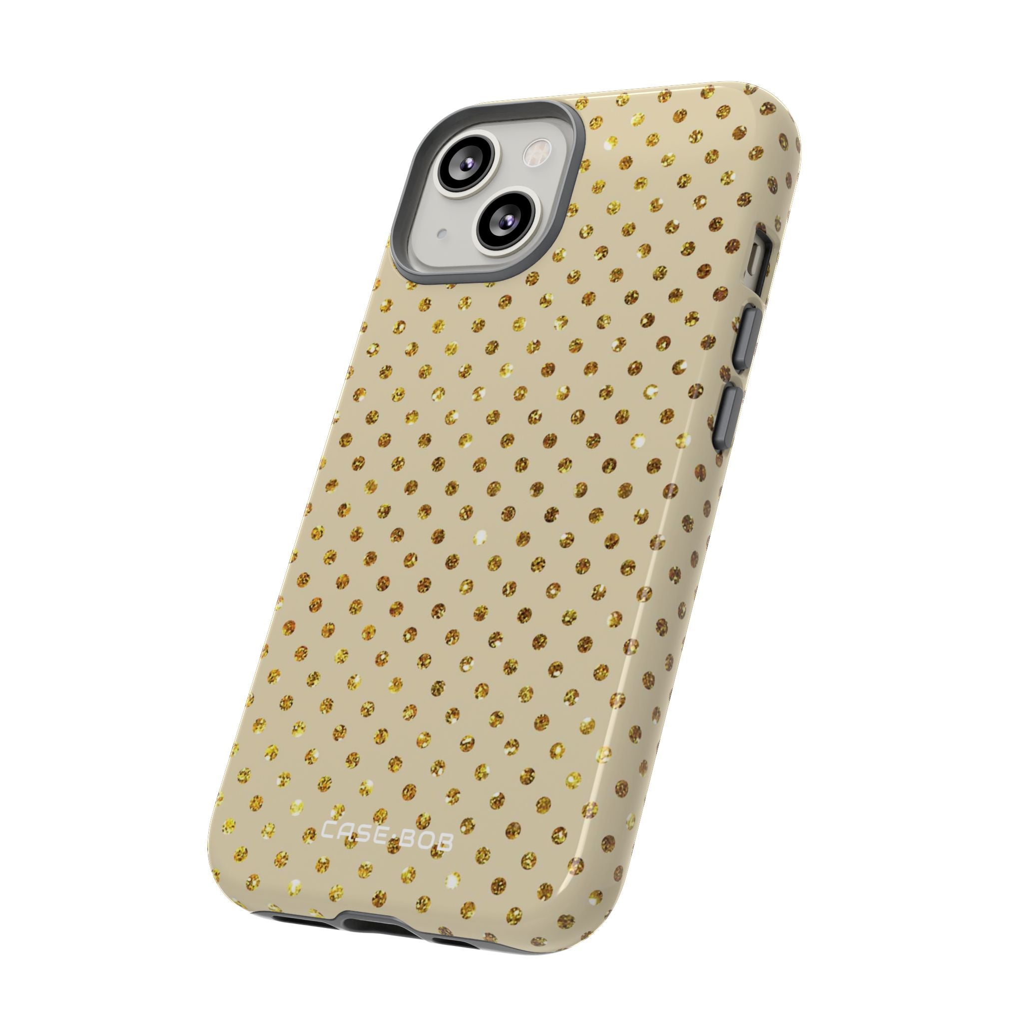 Gold Sparkle Grid iPhone 14 Case - Tough
