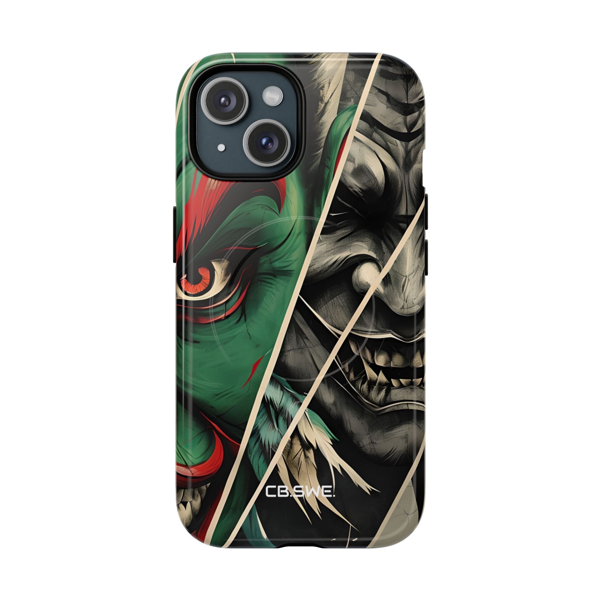 Striking Japanese Mask Art Vivid Colors iPhone 15 - Tough+