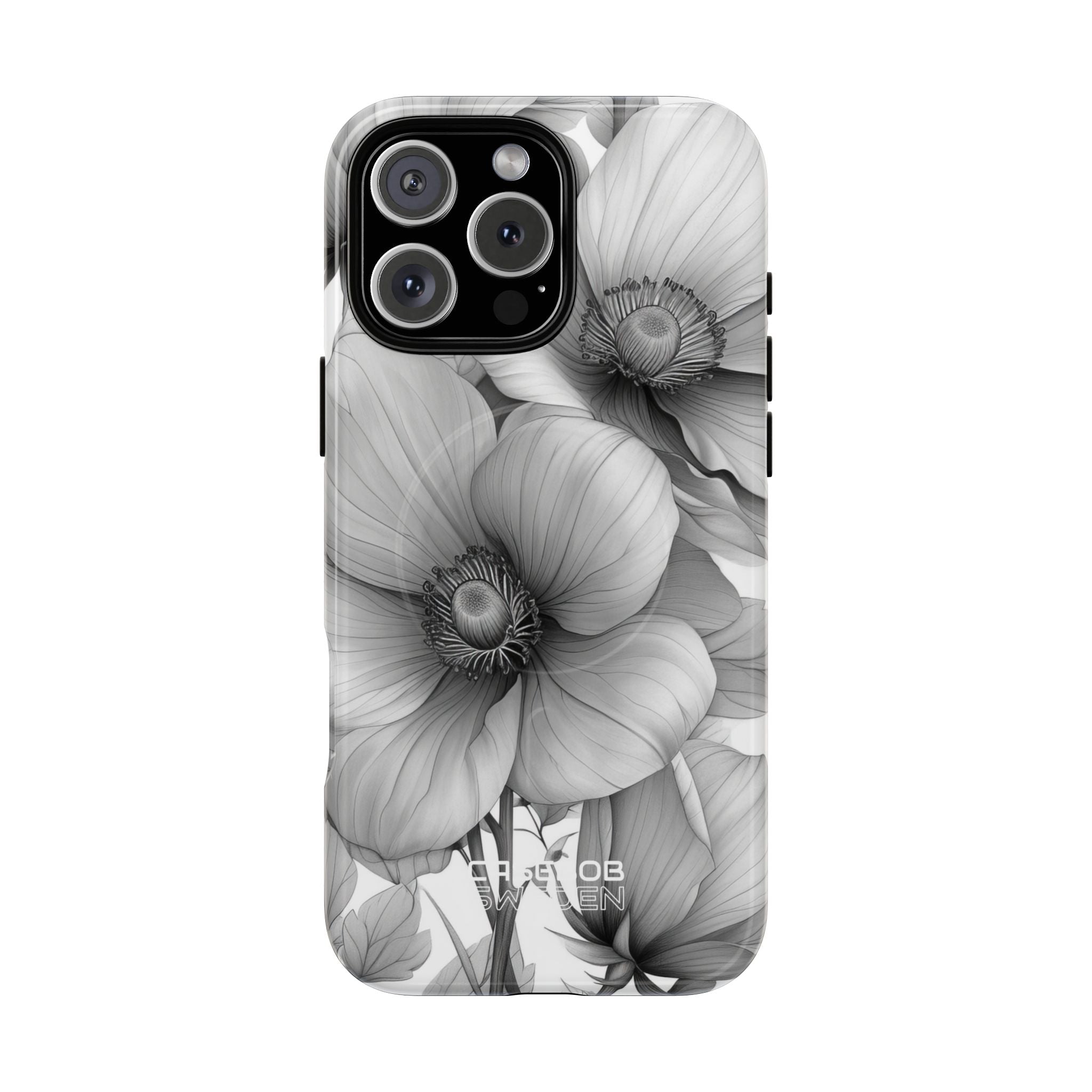 Grayscale Floral Harmony iPhone 16 - Tough+