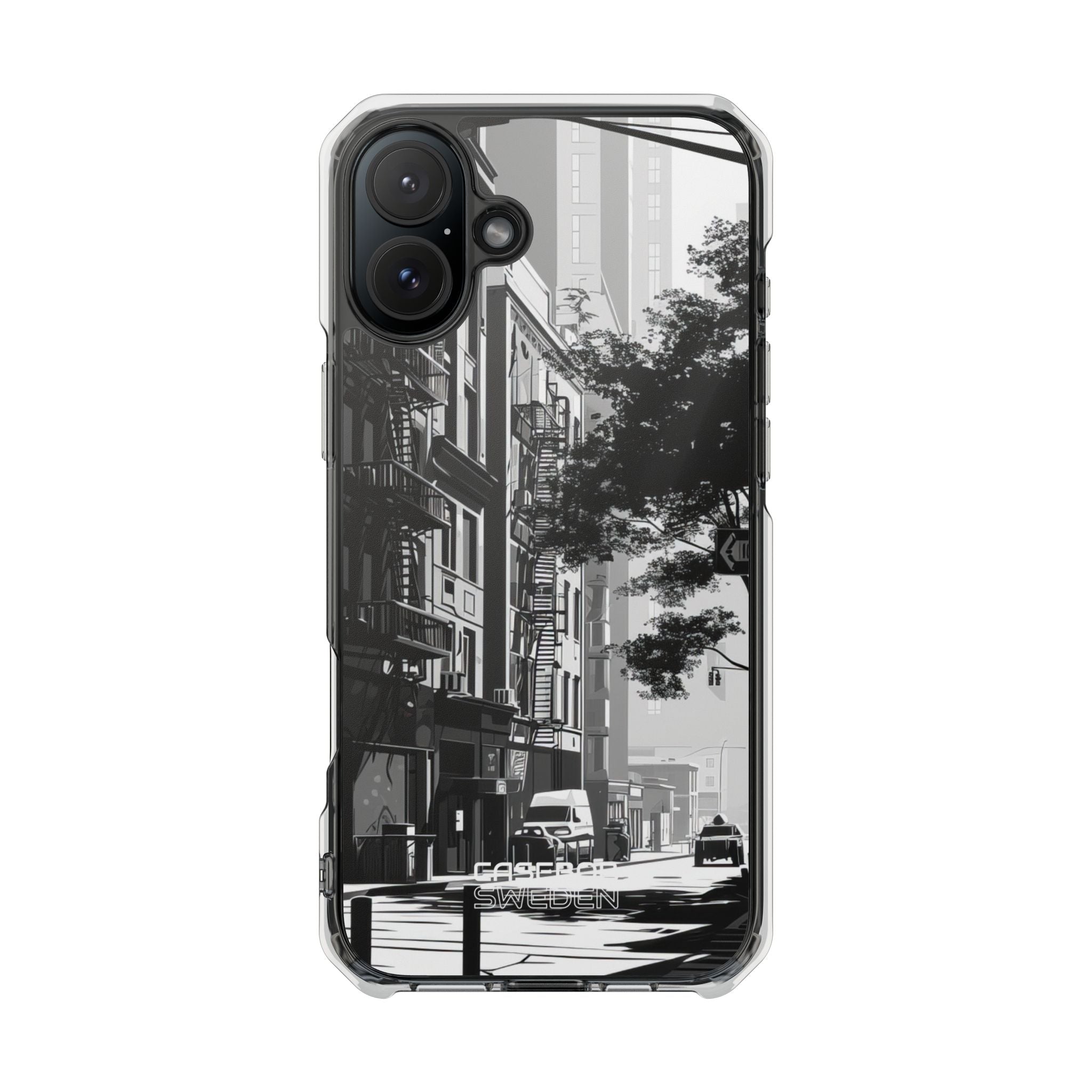 Noir Cityscape Shadows iPhone 16 - Impact Clear+