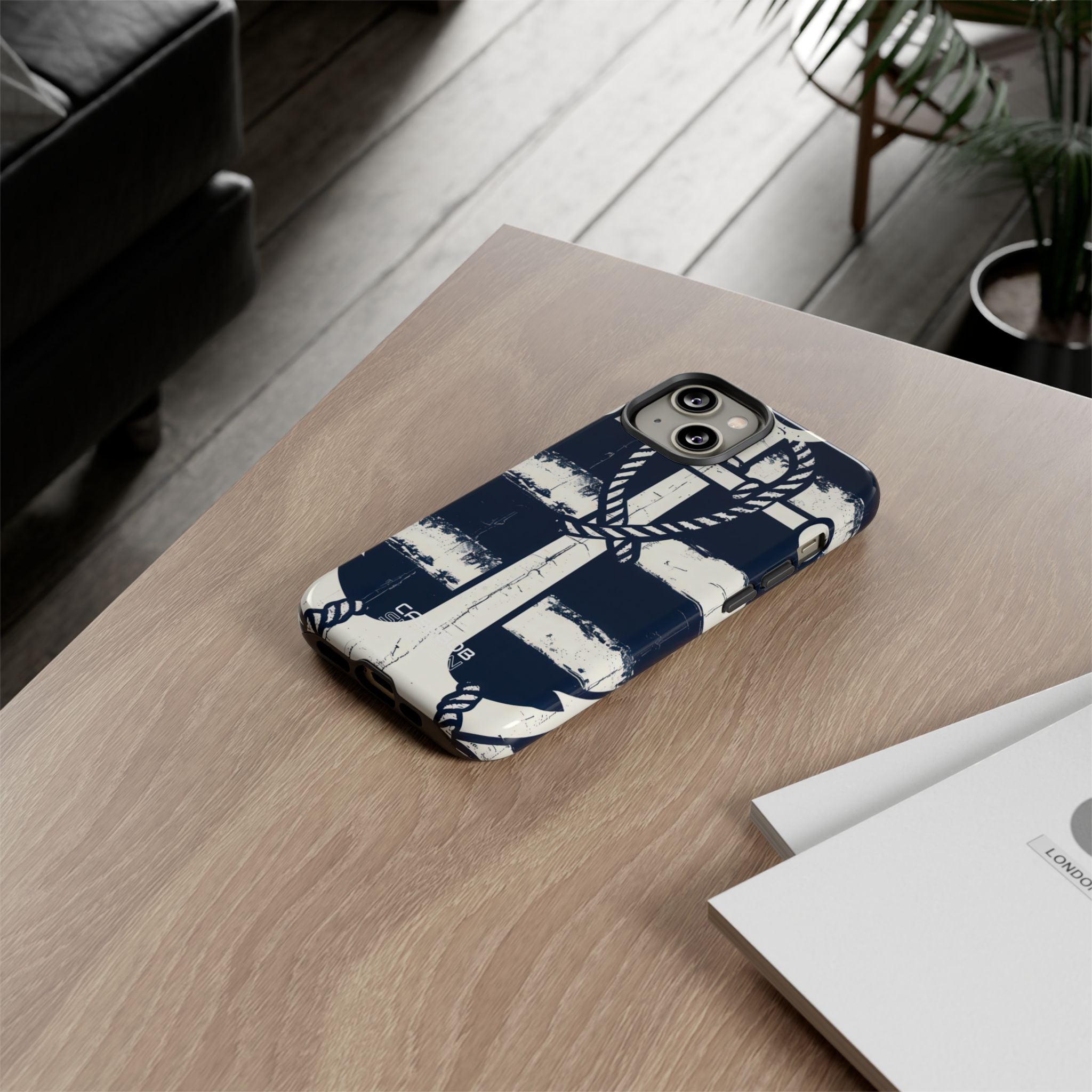 Strisce con ancora blu navy iPhone 14 - Tough