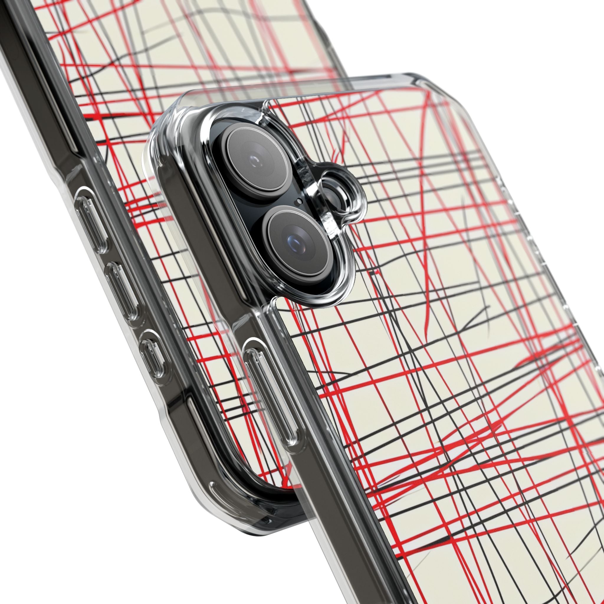 Crimson Wire Tangle iPhone 16 - Impact Clear+