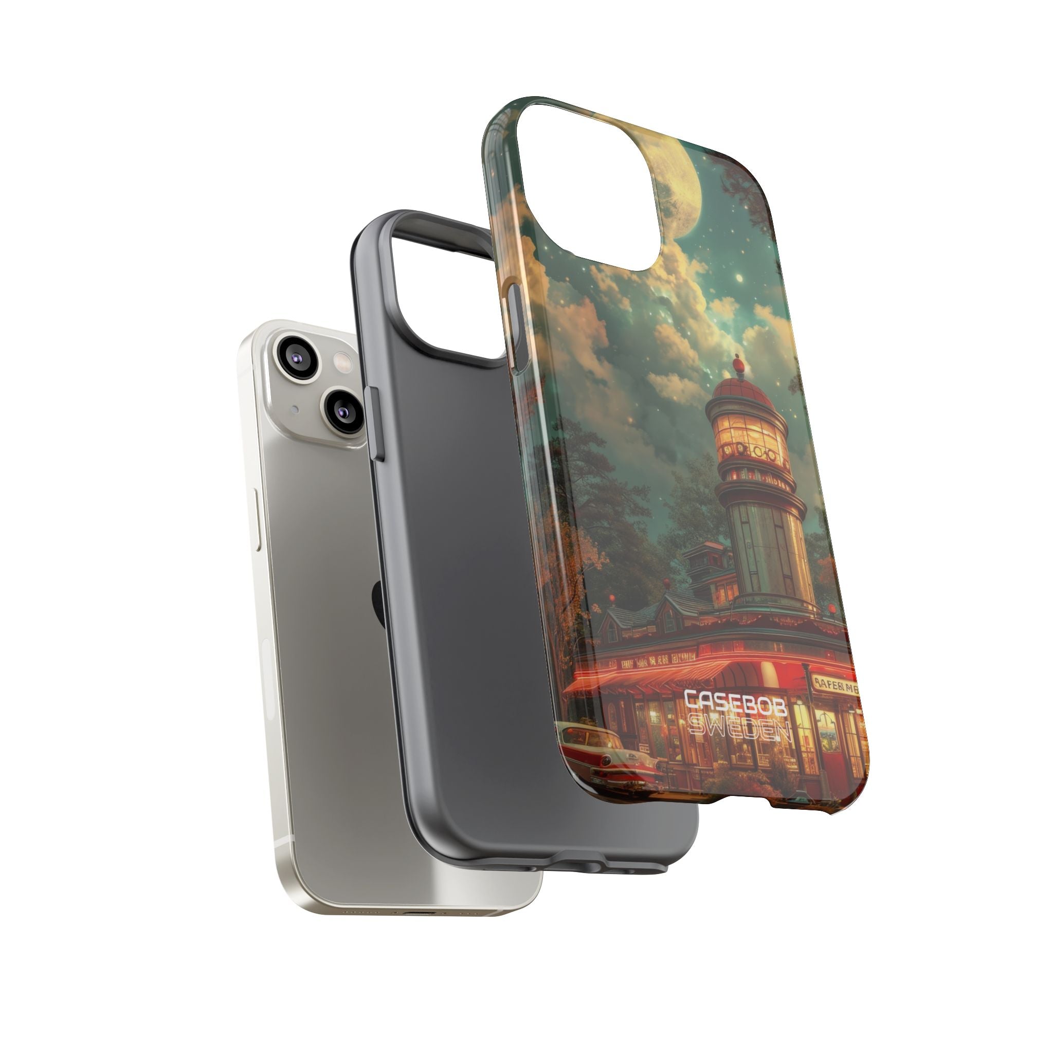 Retro Moonlight Cafe iPhone 14 - Resistente