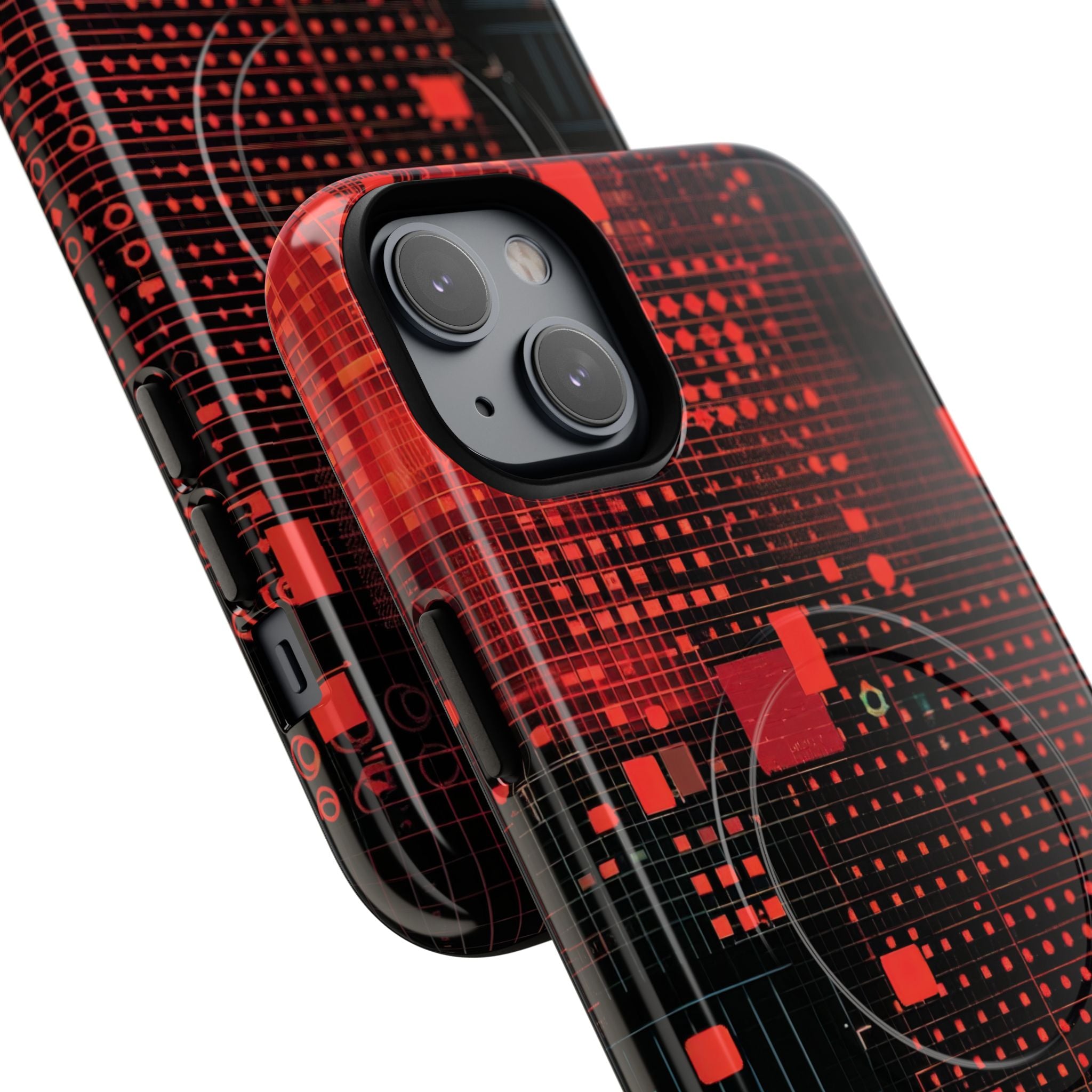 Crimson Circuit Grid iPhone 14 - Tough+