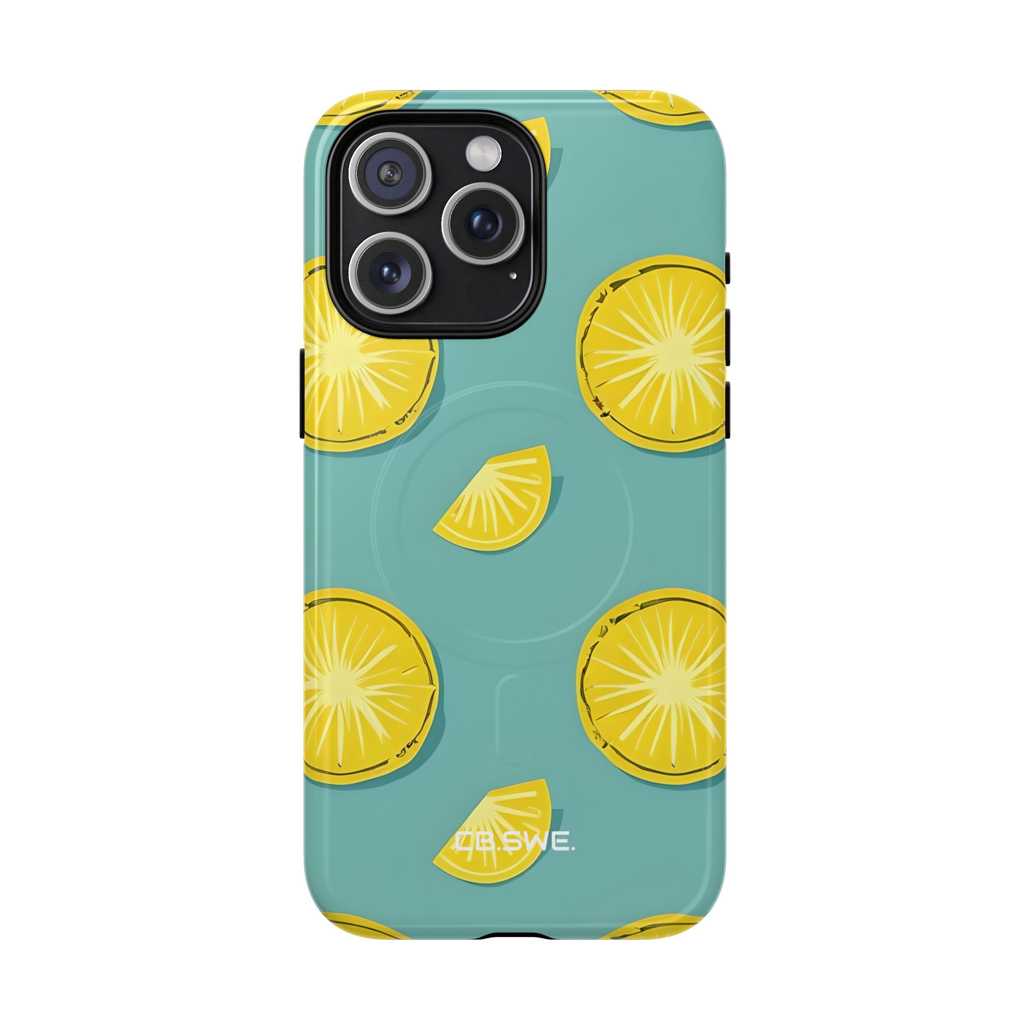 Bright Yellow Pineapple Slice on Teal iPhone 15 - Tough+