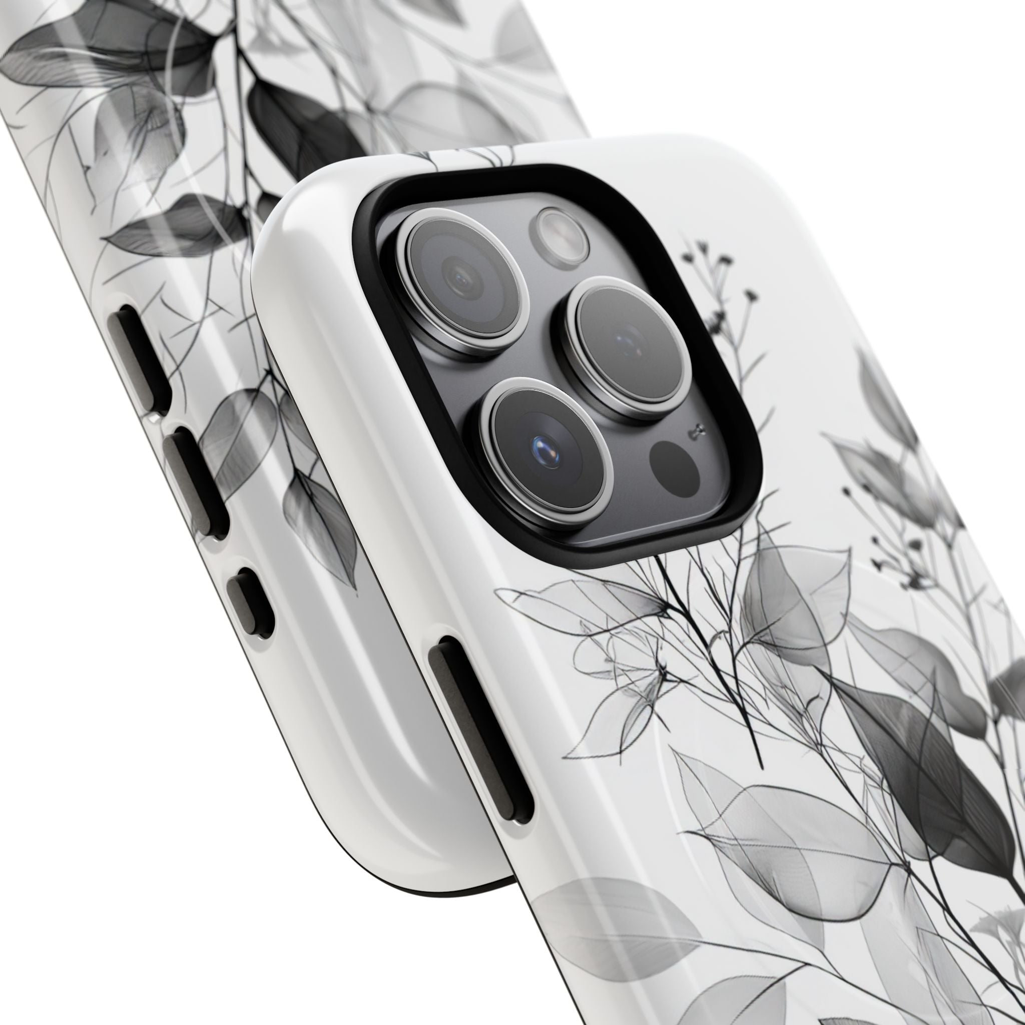 Veined Leaves Gray iPhone 15 Pro Case - Tough+