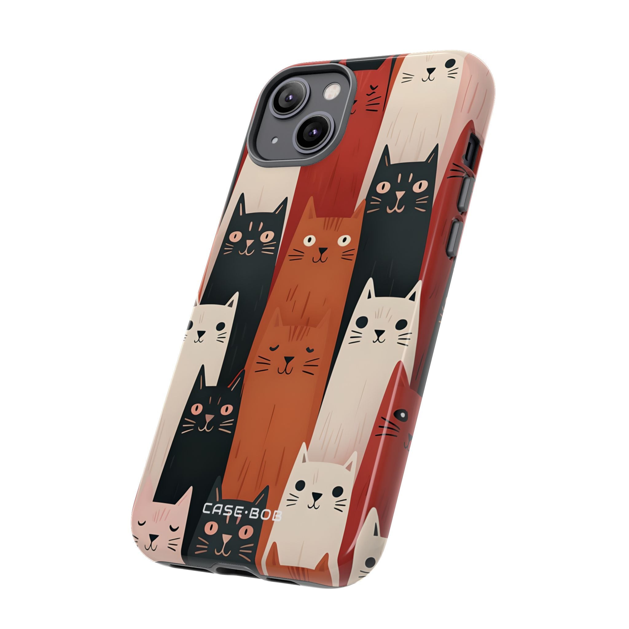 Elongated Cats Black iPhone 14 Plus Case - Tough