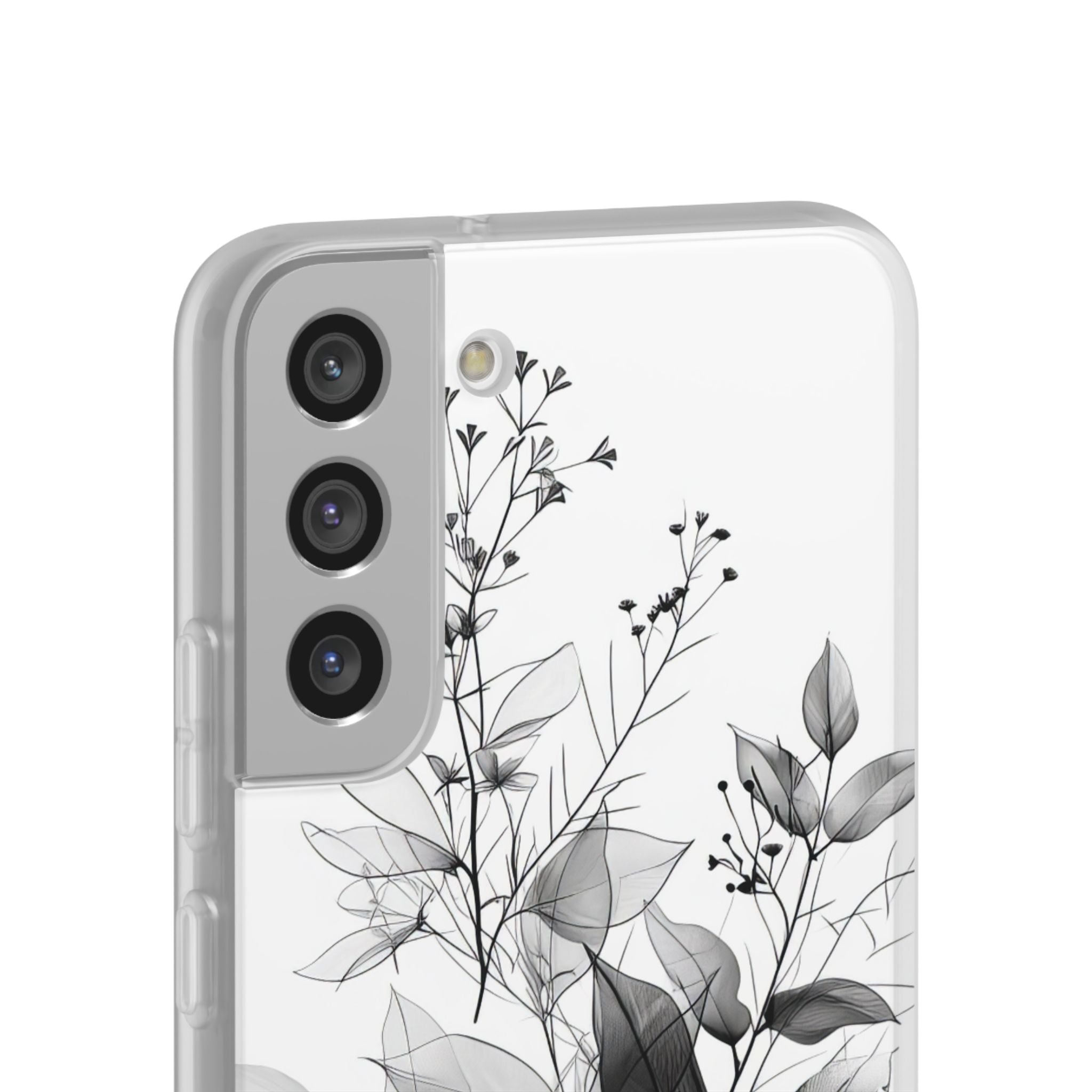 Veined Leaves Gray Samsung S22 Plus Case - Soft