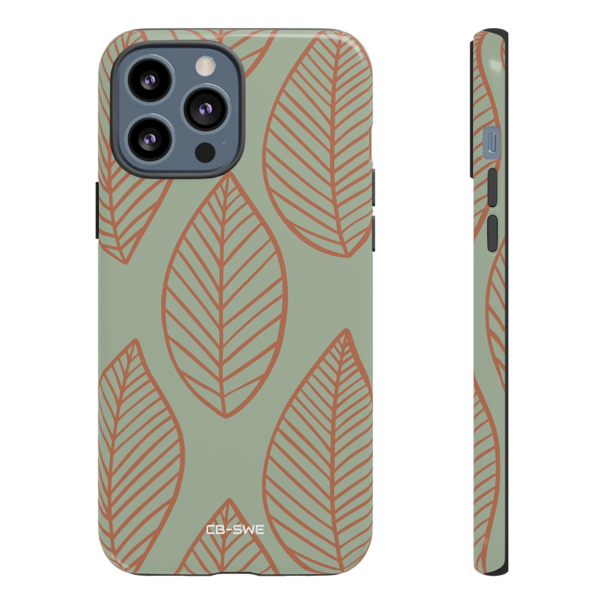 Mint and Orange Leaves - iPhone Case