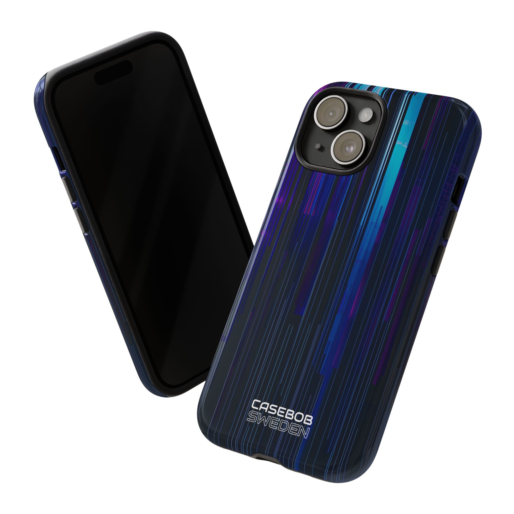 Neon Glitch Stripes iPhone 15 - Tough