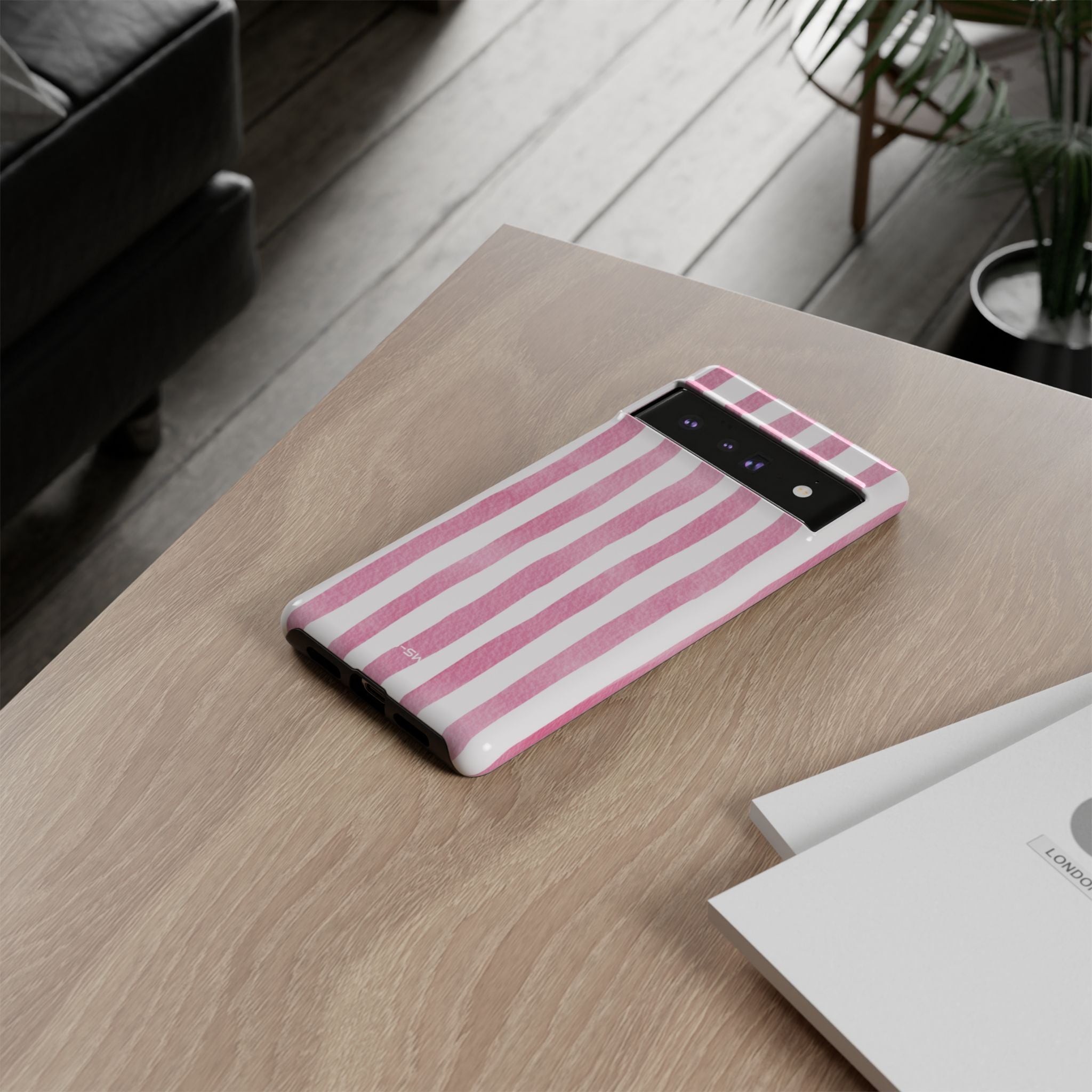 Pink Watercolor Stripes - Google Pixel Case