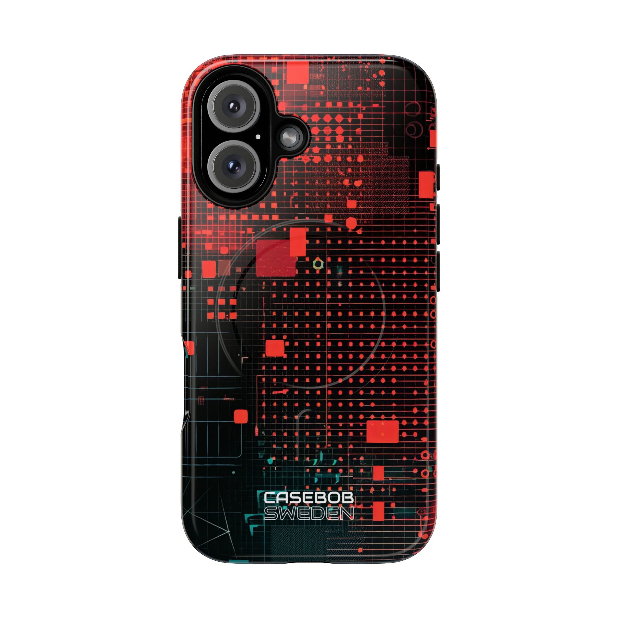 Crimson Circuit Grid iPhone 16 - Tough+