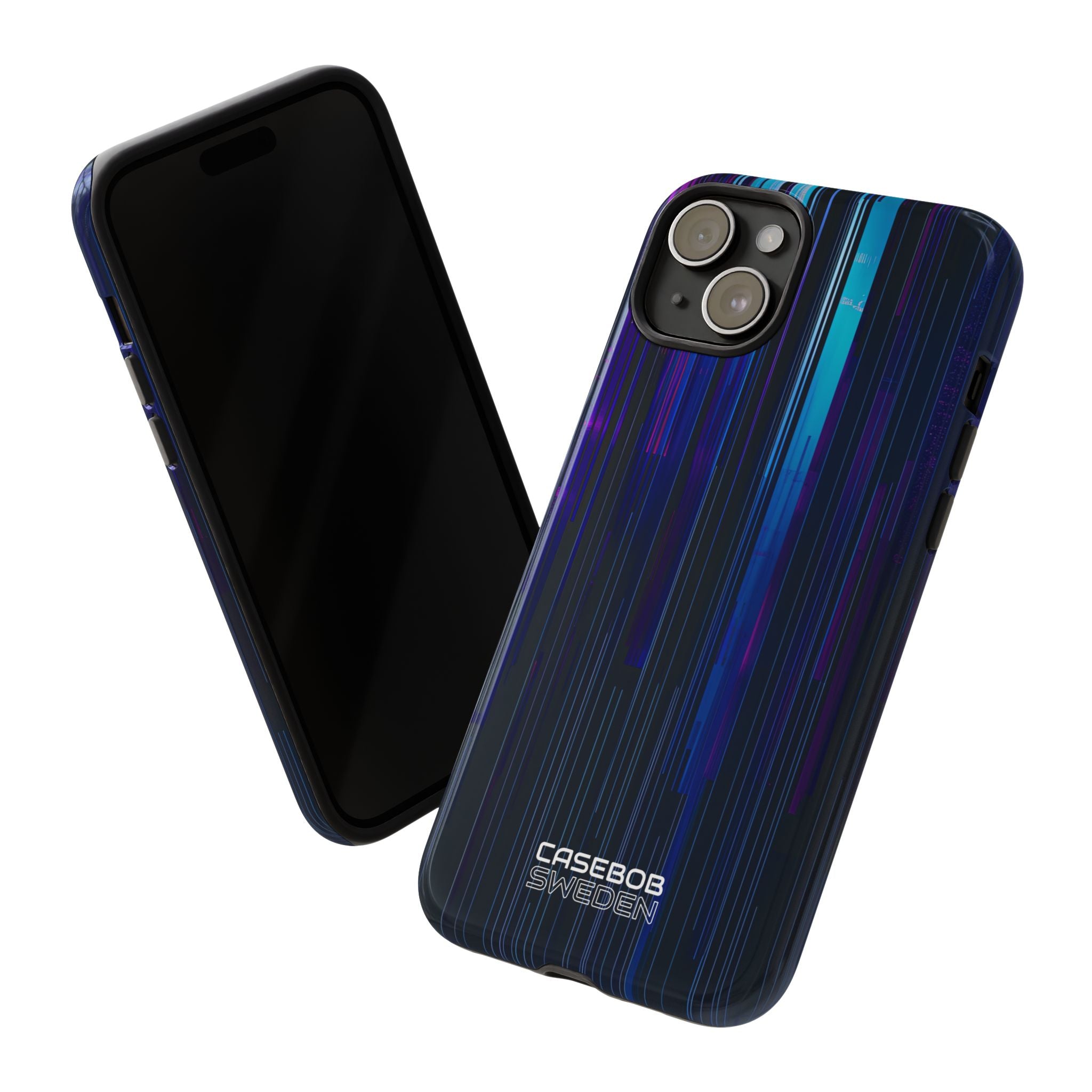 Neon Glitch Stripes iPhone 15 - Tough