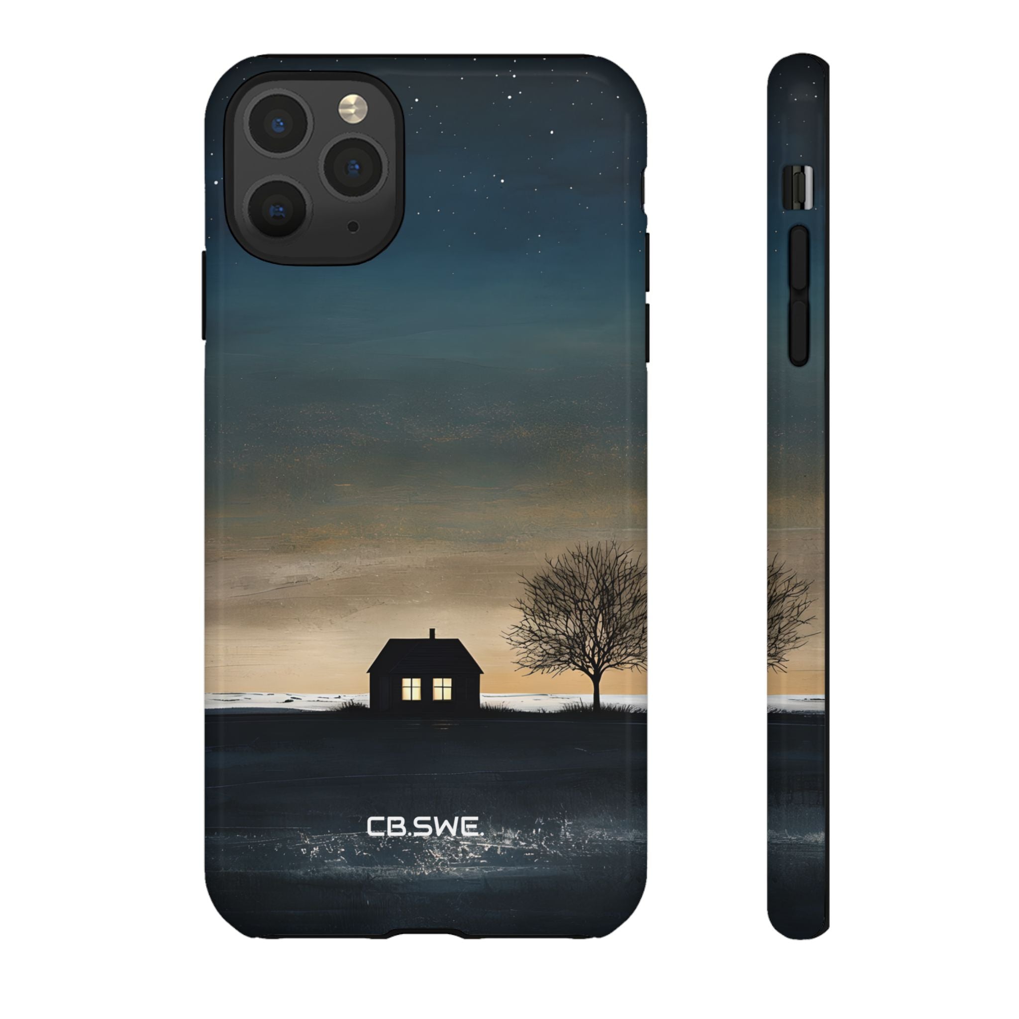 Serene Minimalist Dark House Glowing Windows Phone iPhone 11 - Tough