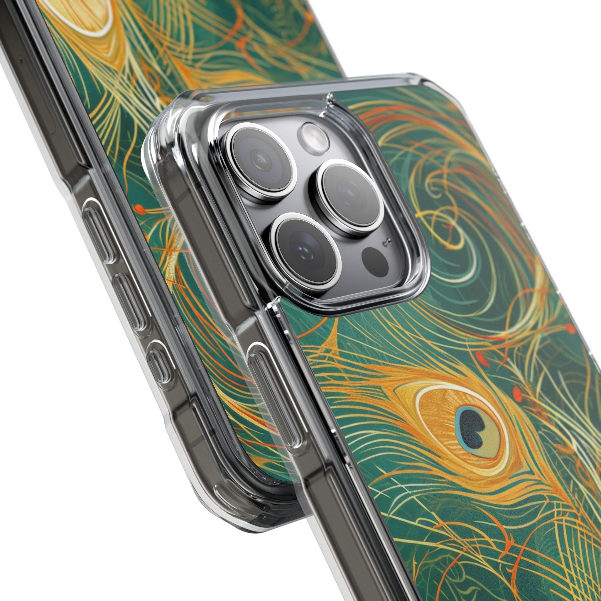 Vibrant Peacock Whirl iPhone 15 - Impact Clear+