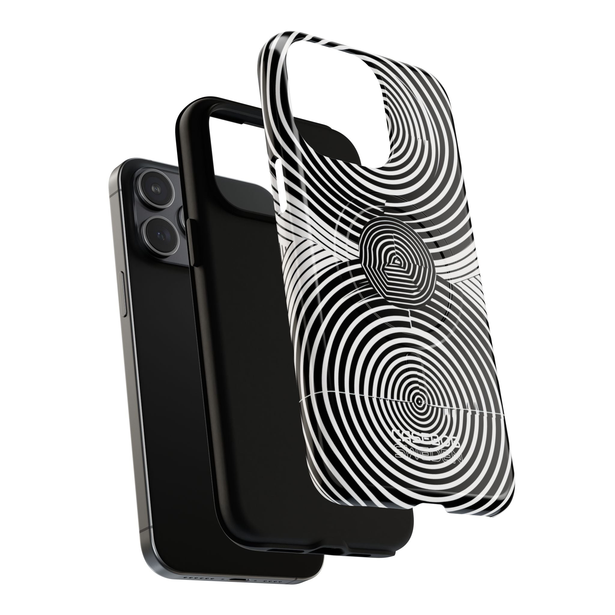 Monochrome Spiral Motion iPhone 15 - Tough+