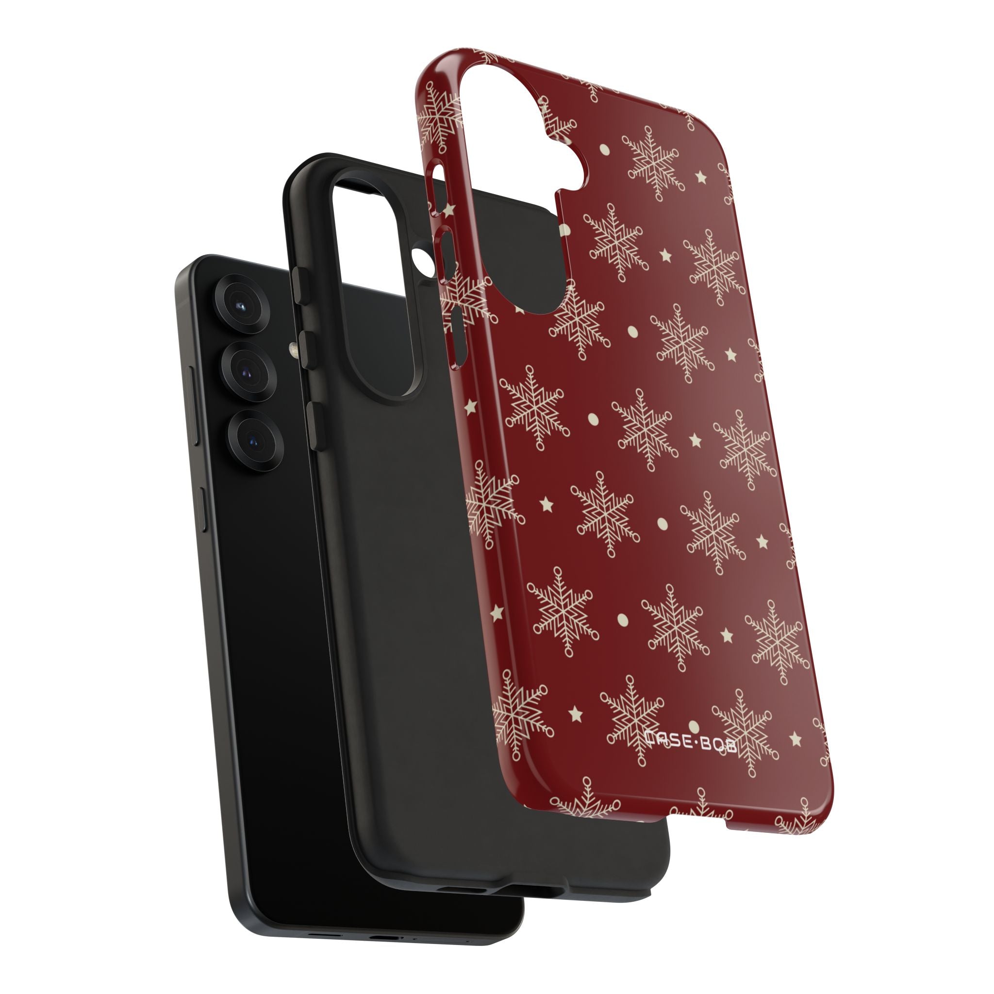 Cream Snowflake Crimson Samsung S25 Plus Case - Tough