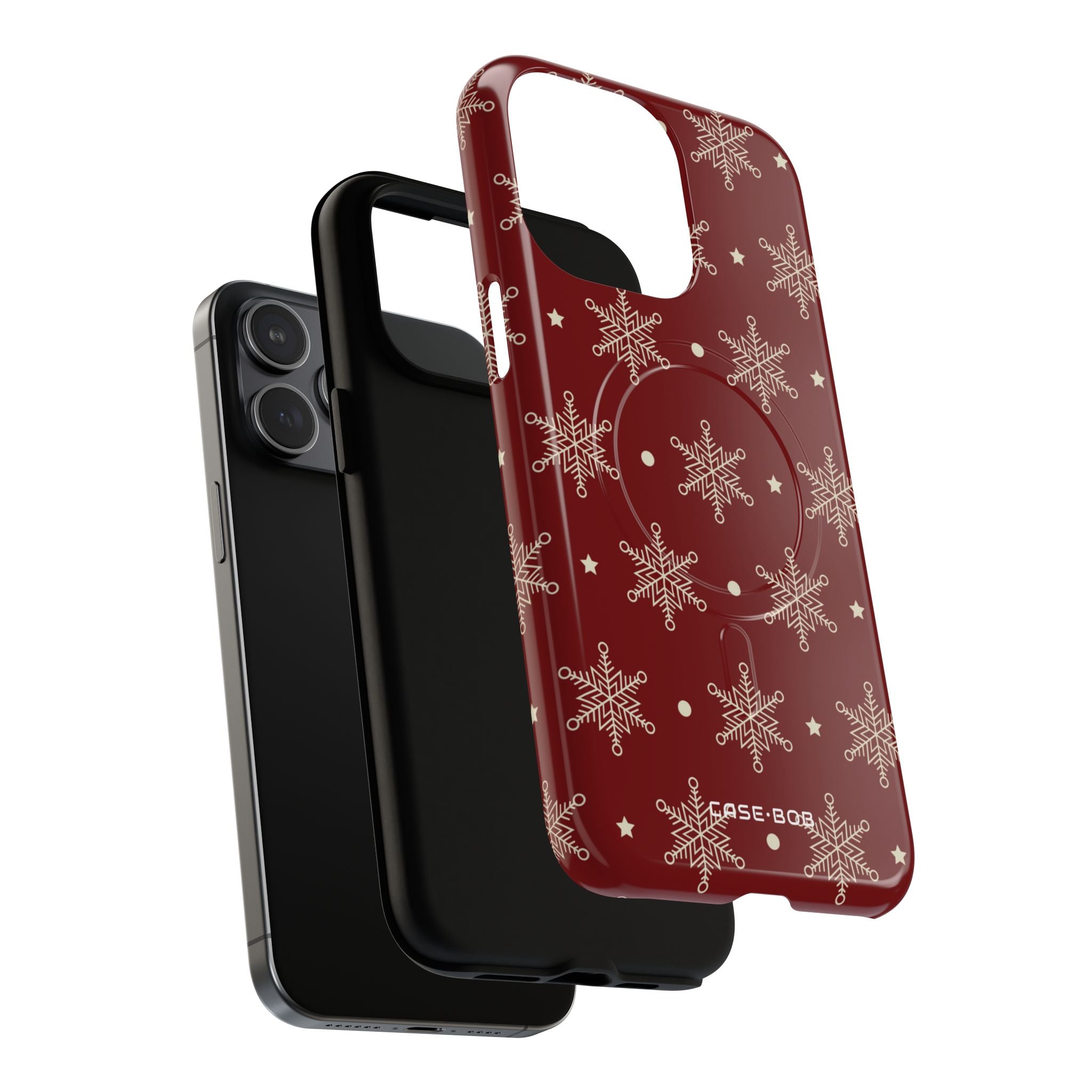 Cream Snowflake Crimson iPhone 15 Pro Max Case - Tough+