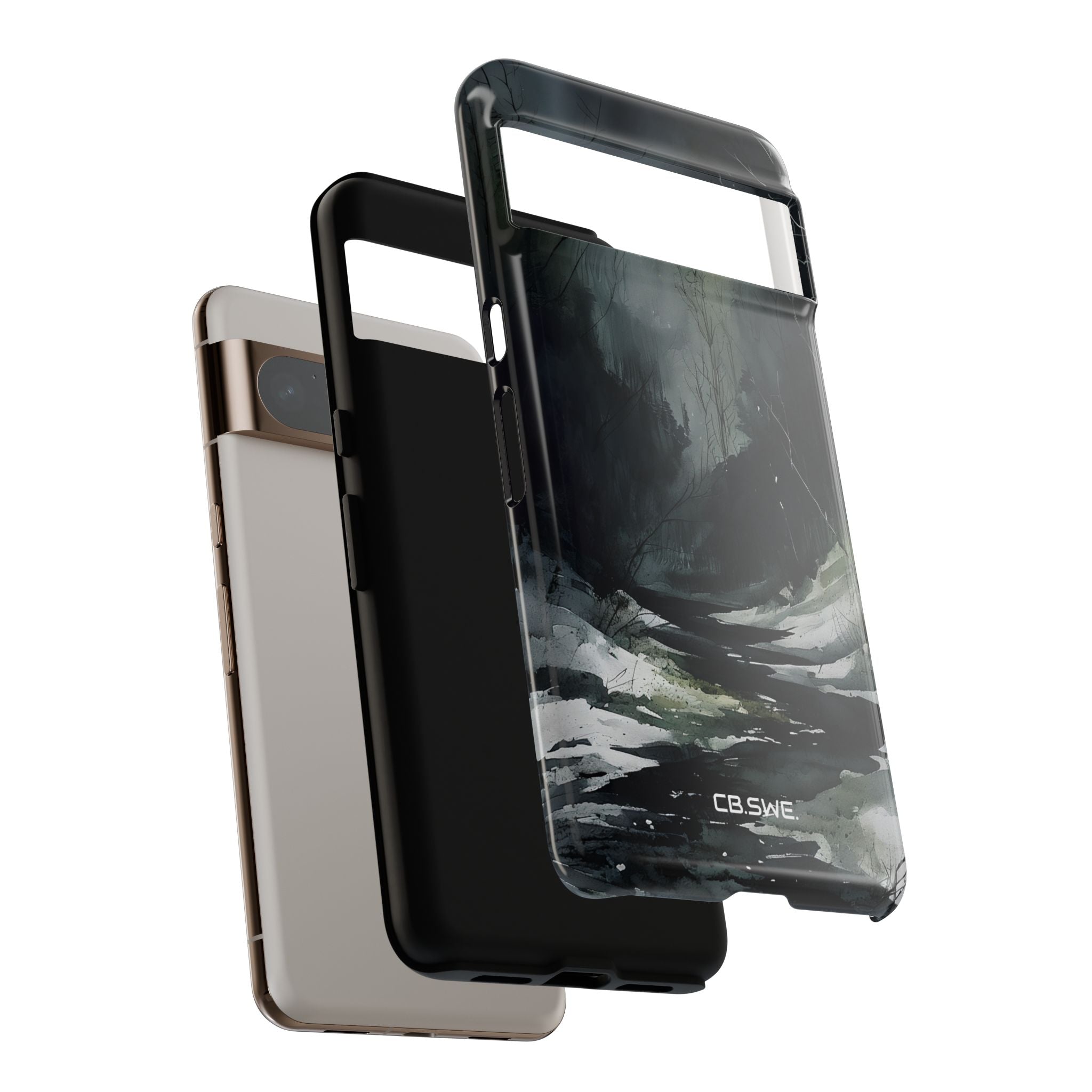 Moody Winter Landscape Watercolor Art Phone Cover Google Pixel 8 - Tough