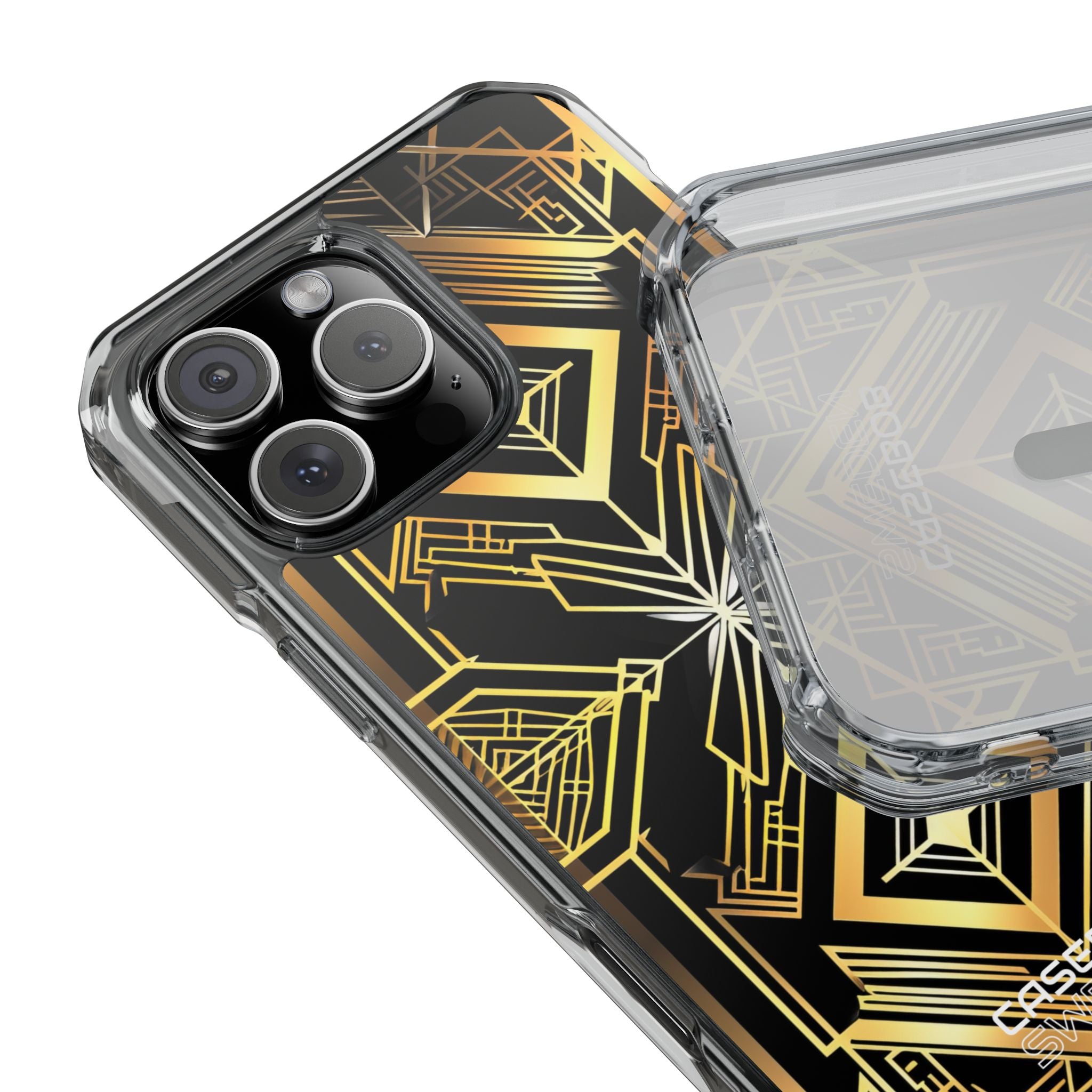 Golden Geometric Symphony iPhone 16 - Impact Clear+